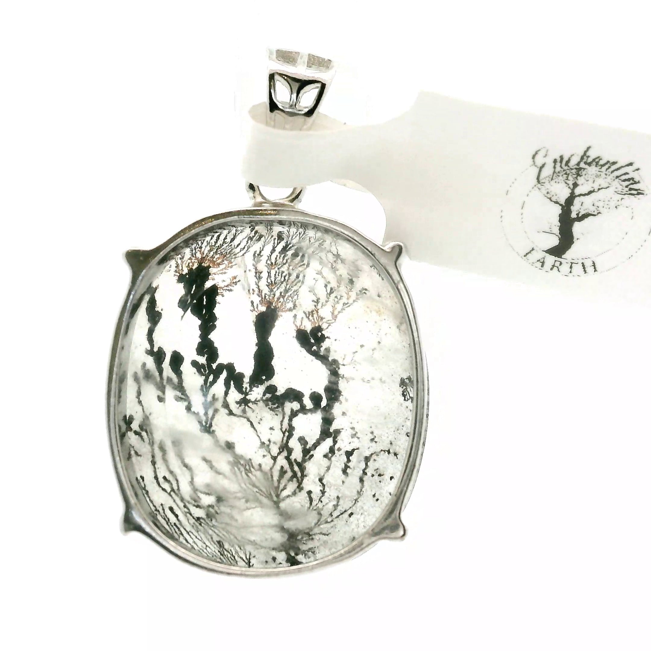 Silver Dendritic Quartz Pendant .925 Silver for Master Healing, Grounding & Transformation