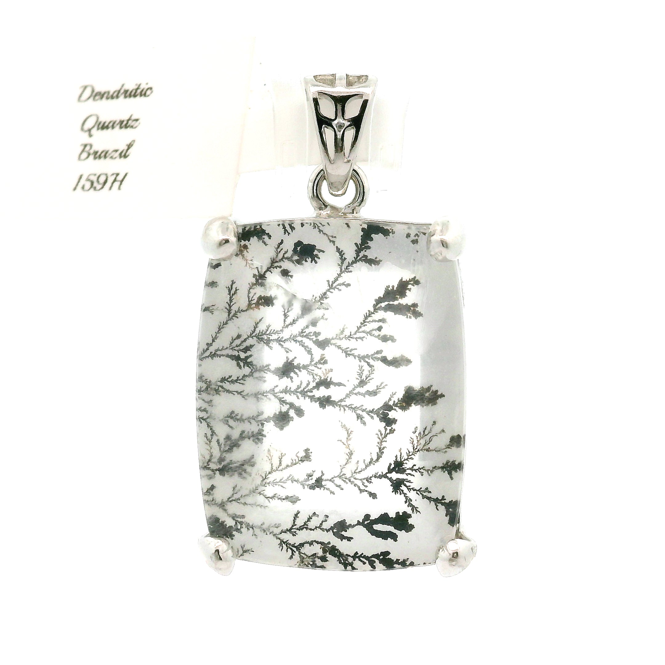 Silver Dendritic Quartz Pendant .925 Silver for Master Healing, Grounding & Transformation