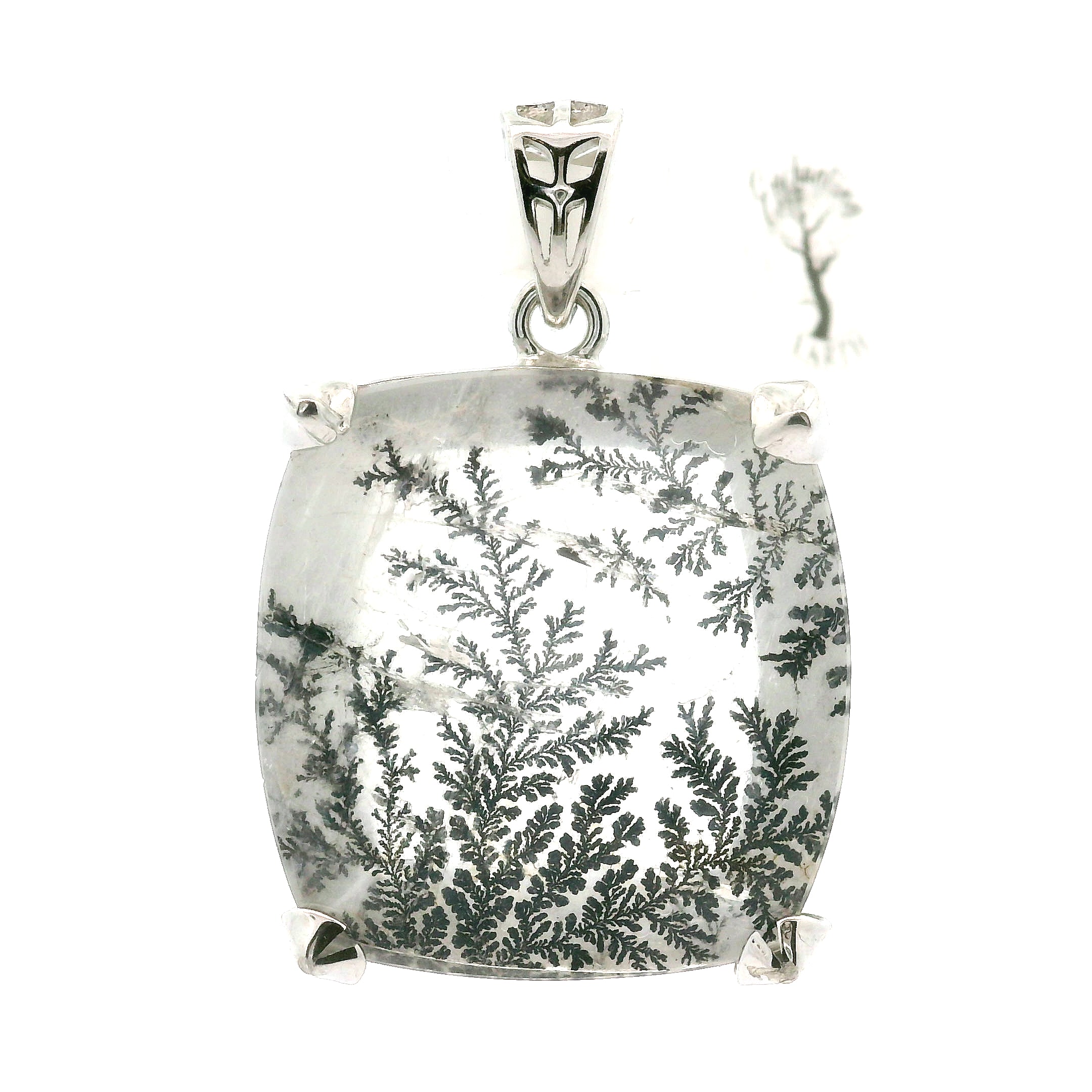 Silver Dendritic Quartz Pendant .925 Silver for Master Healing, Grounding & Transformation