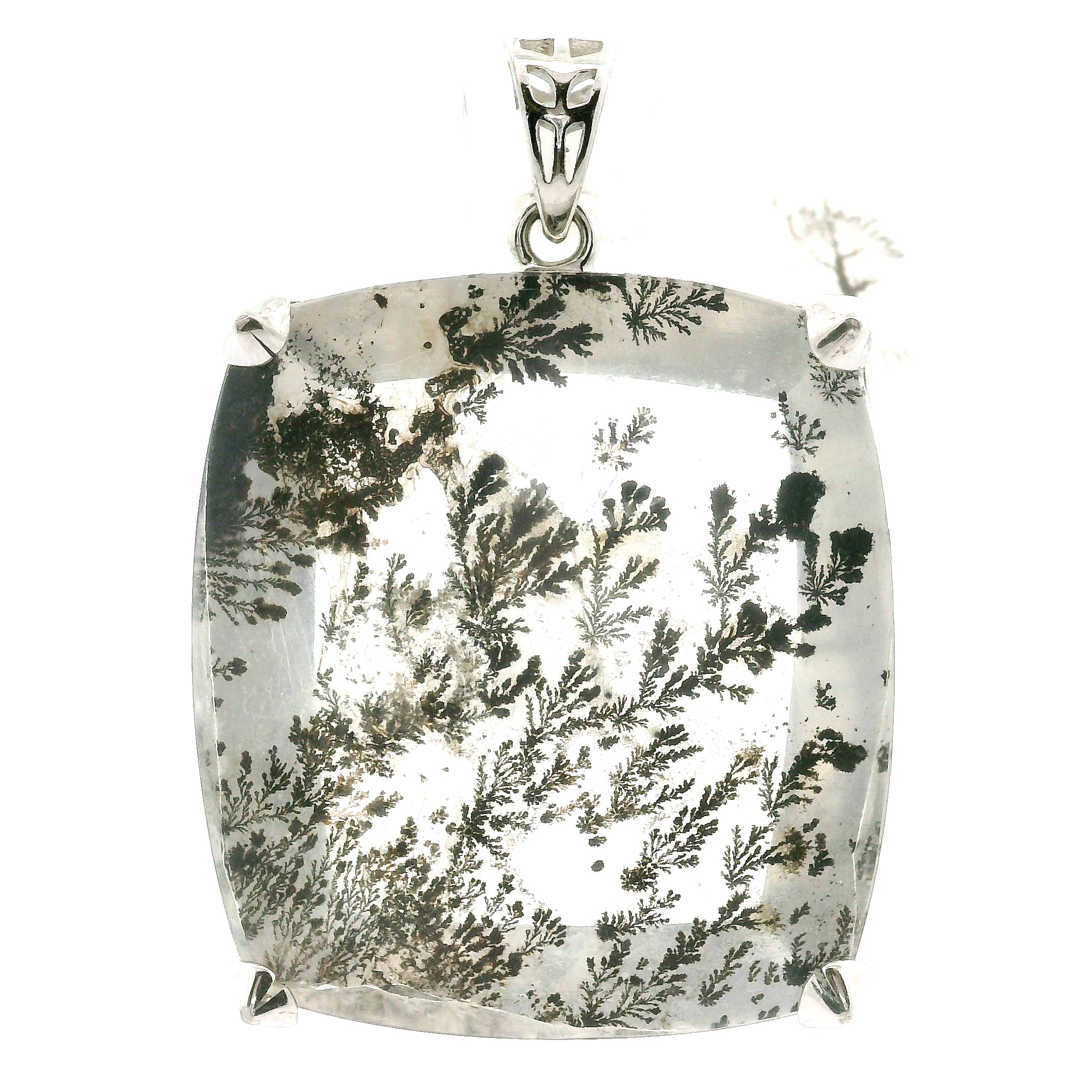Silver Dendritic Quartz Pendant .925 Silver for Master Healing, Grounding & Transformation