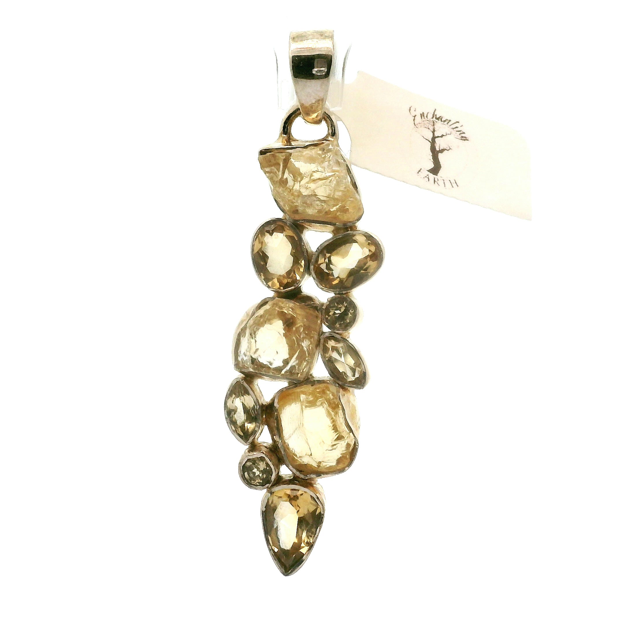 Citrine Multi-Stone Pendant .925 Silver for Abundance, Intuition, Luck and Protection