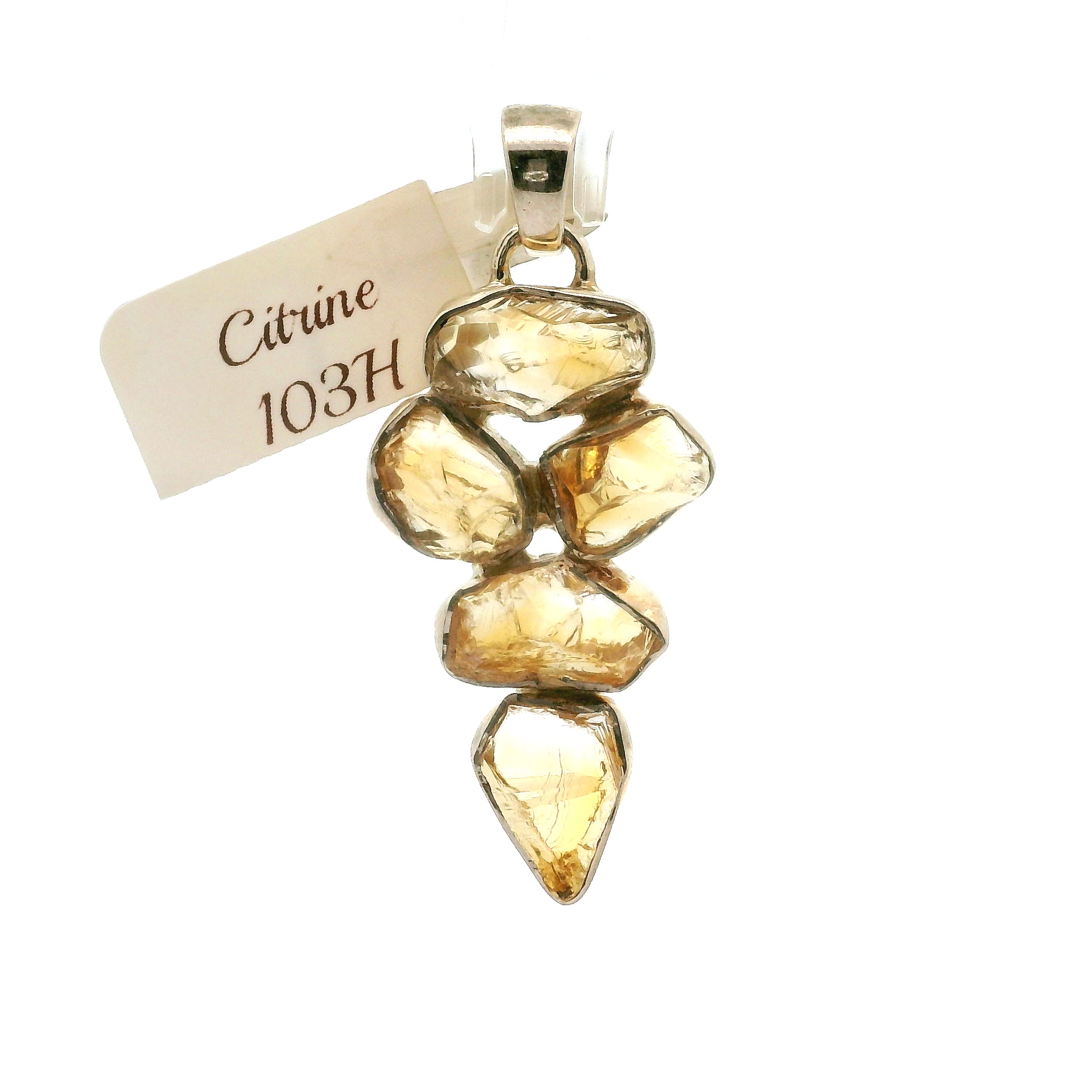 Citrine Multi-Stone Pendant .925 Silver for Abundance, Intuition, Luck and Protection