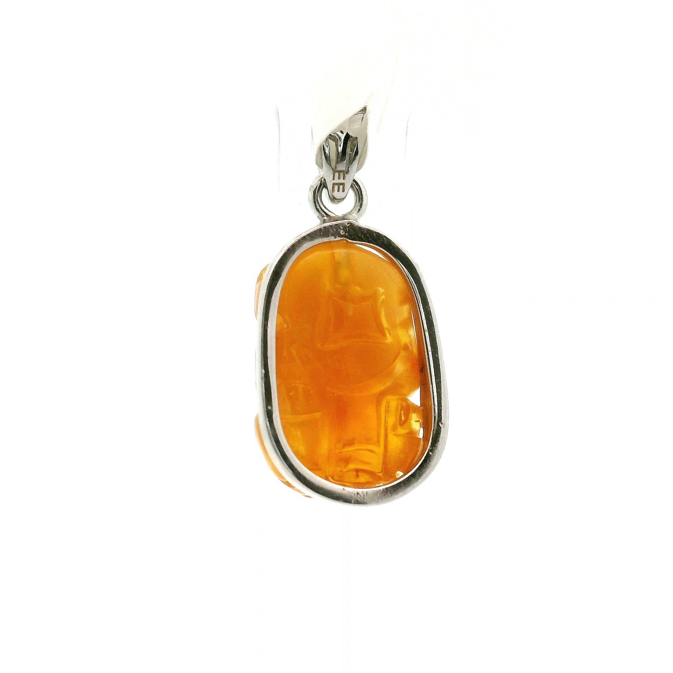 Amber Money Toad Pendant .925 Silver for Prosperity and Joy