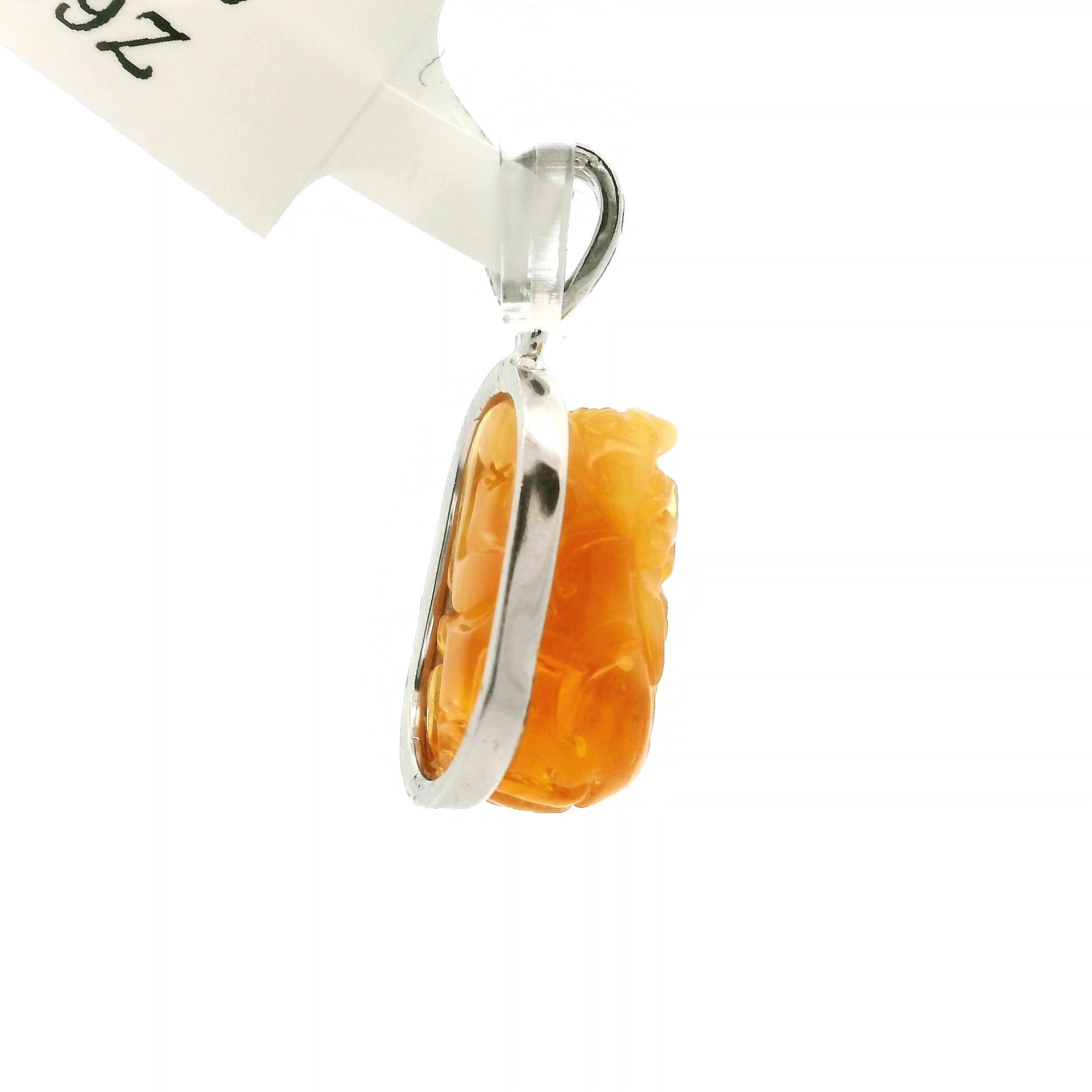 Amber Money Toad Pendant .925 Silver for Prosperity and Joy