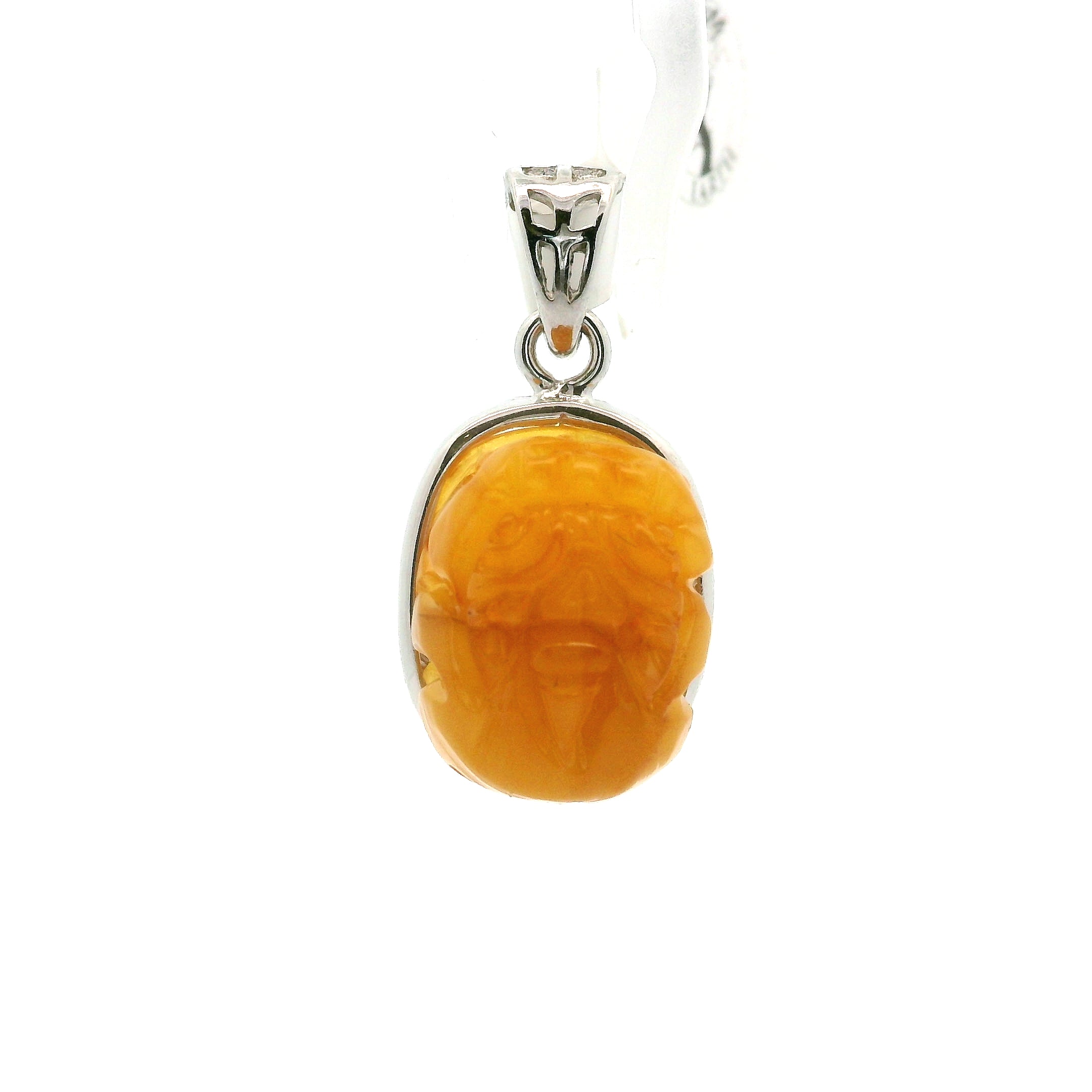 Amber Money Toad Pendant .925 Silver for Prosperity and Joy