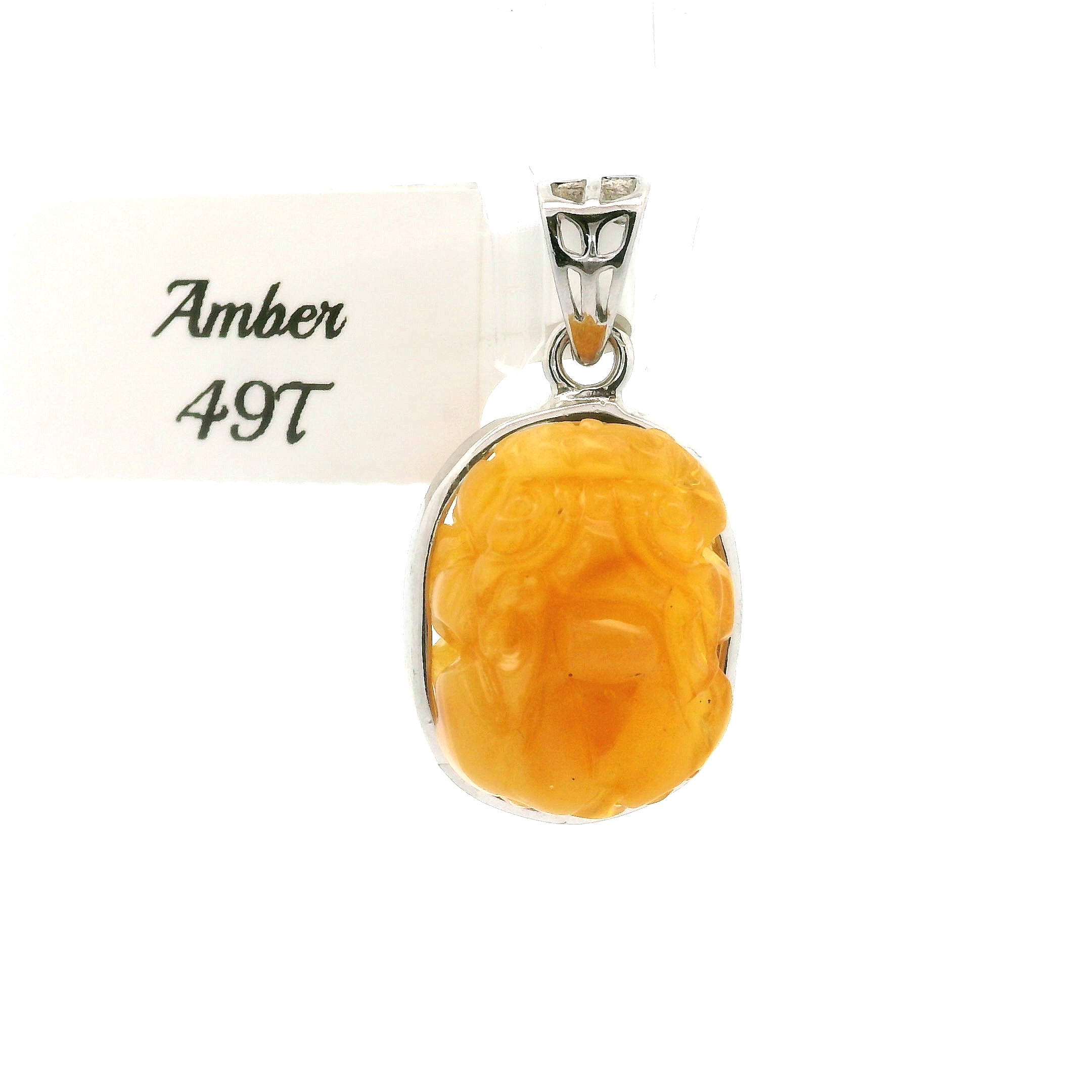 Amber Money Toad Pendant .925 Silver for Prosperity and Joy