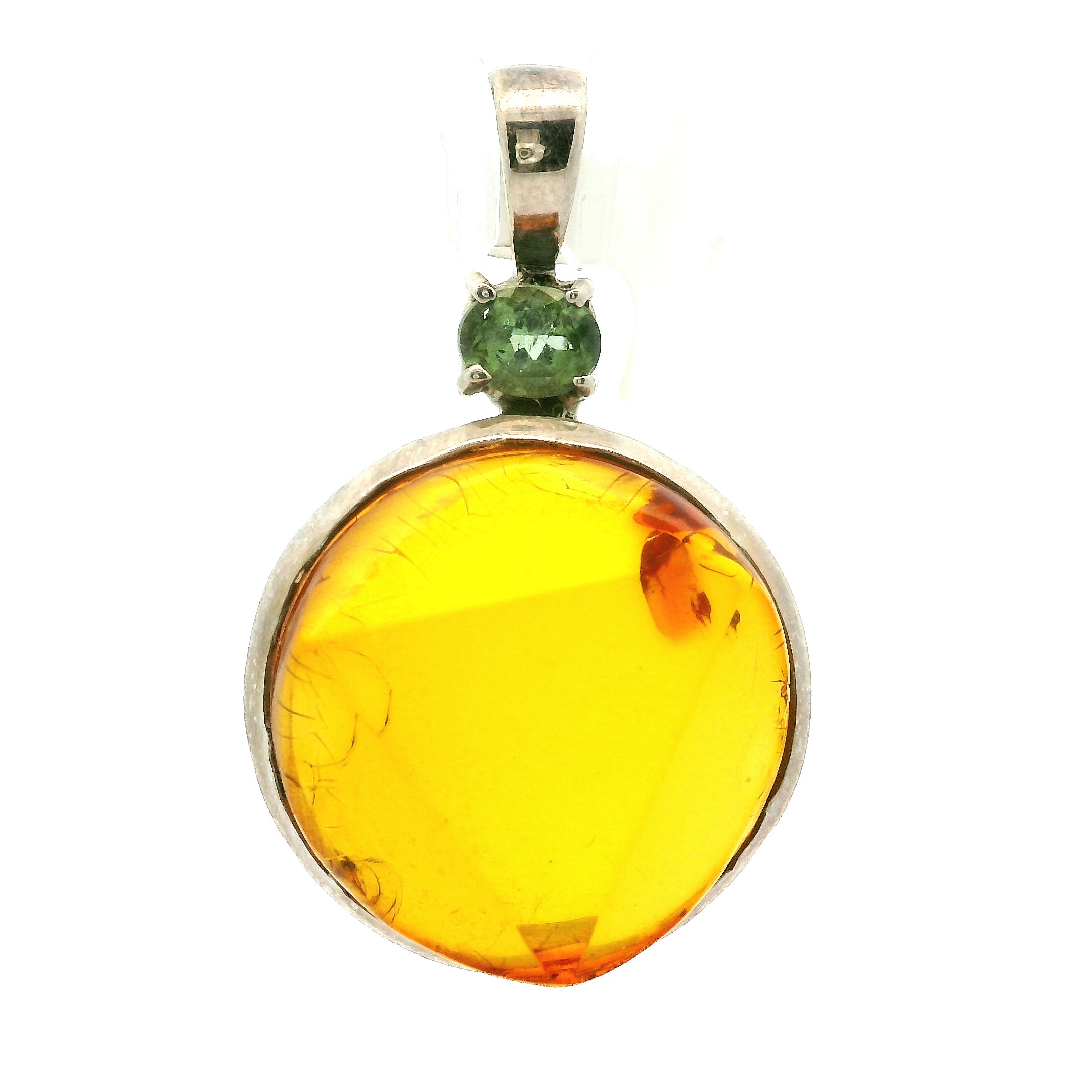 Amber Pendant .925 Silver for Prosperity and Joy