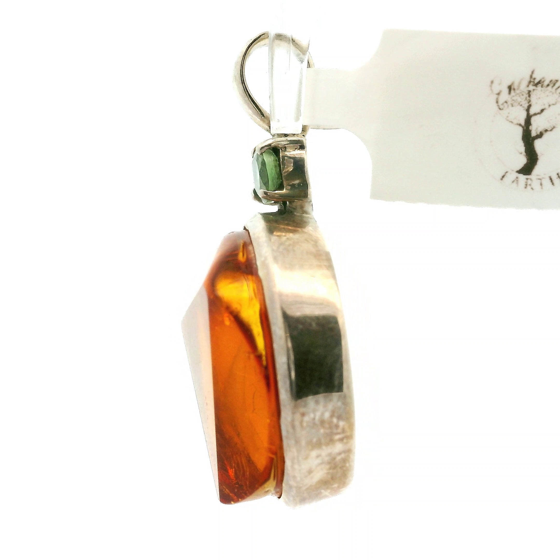 Amber Pendant .925 Silver for Prosperity and Joy