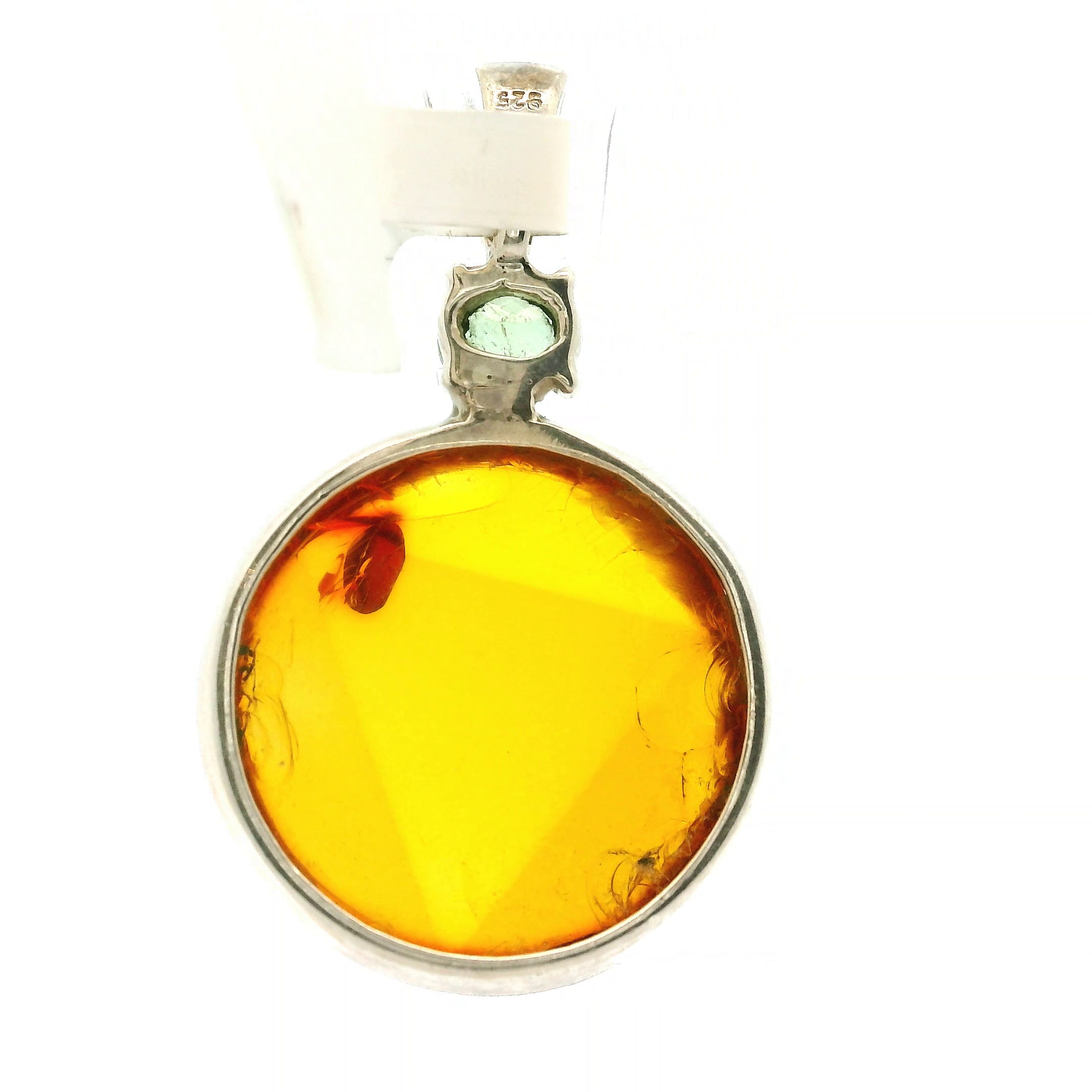 Amber Pendant .925 Silver for Prosperity and Joy