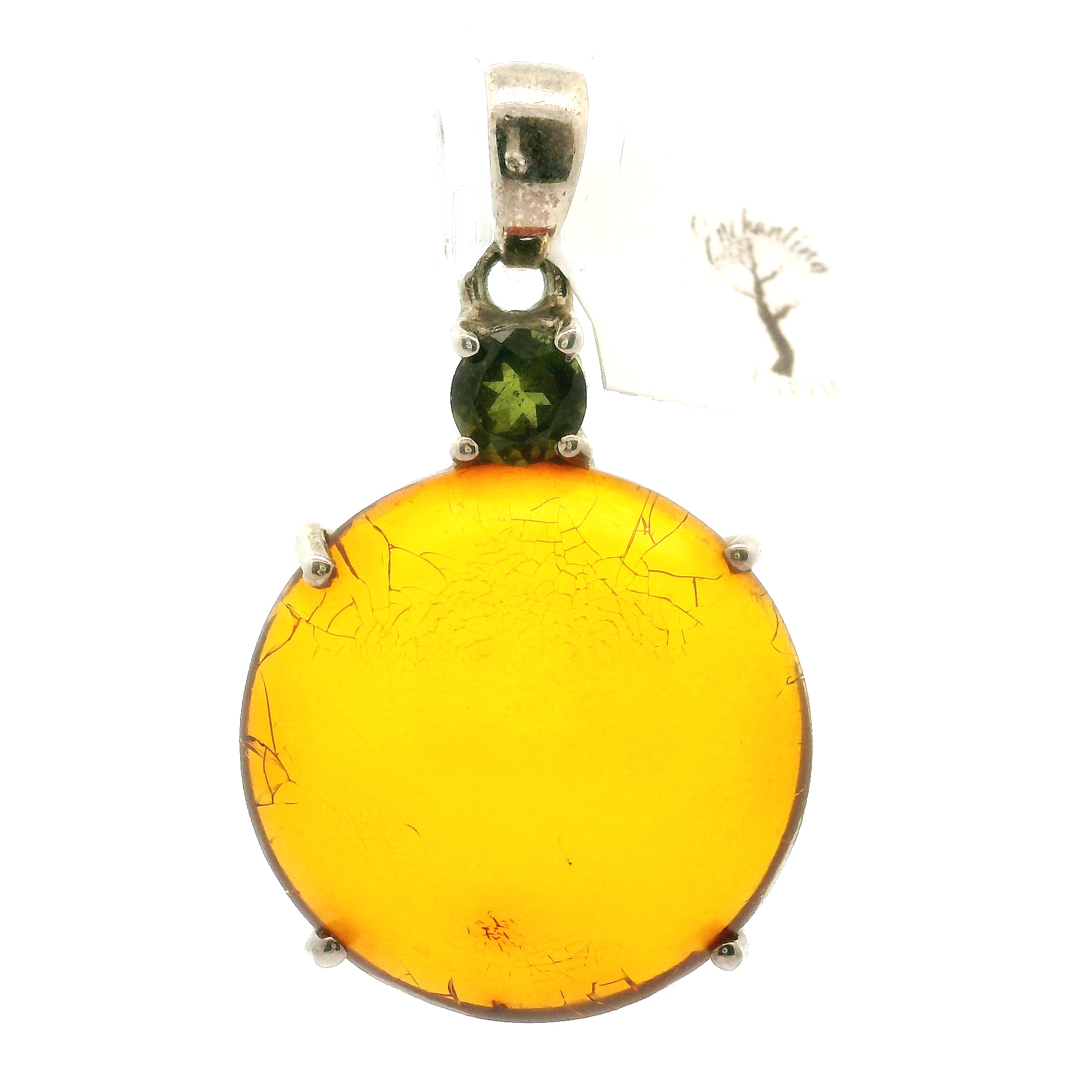 Amber Pendant .925 Silver for Prosperity and Joy