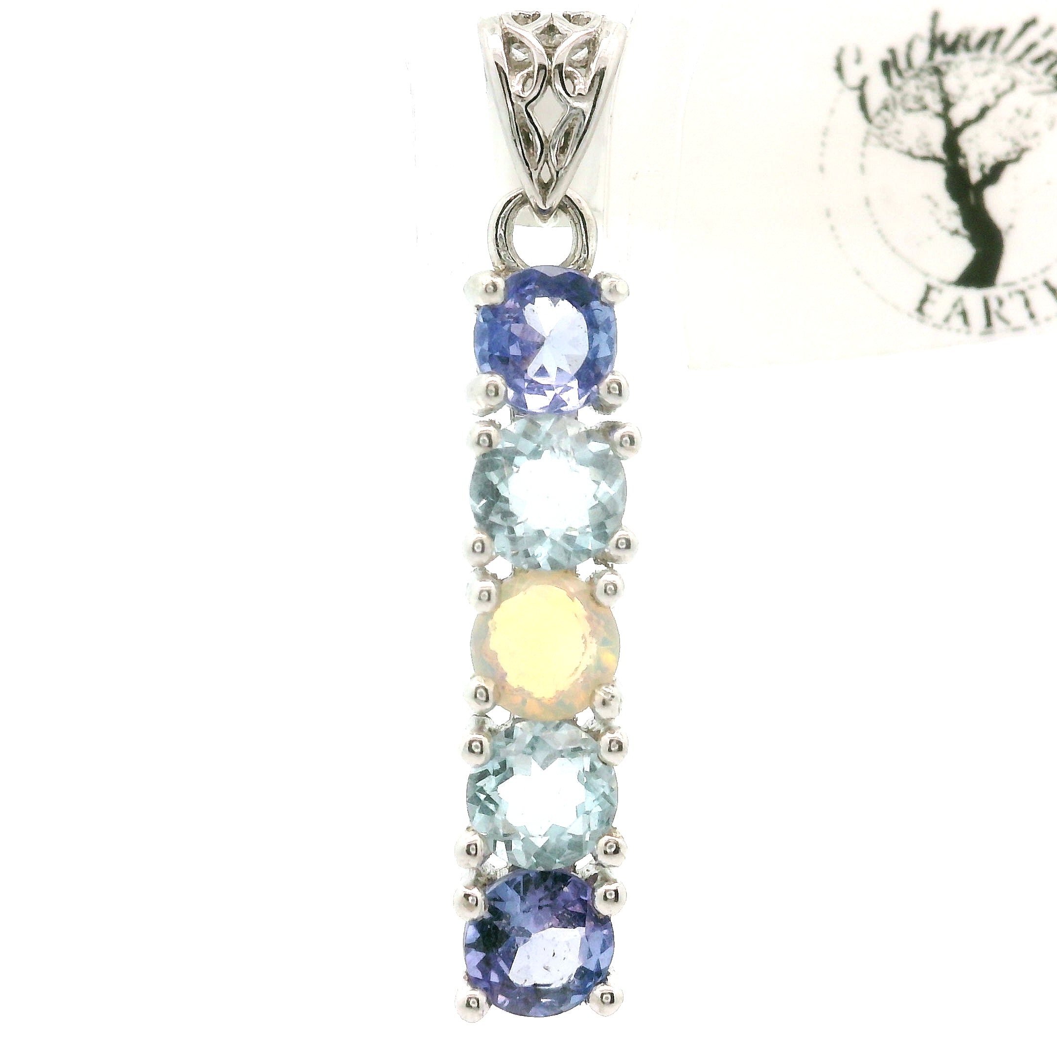 Multi-stone Stacker Pendant .925 Silver for Healing, Intention Setting and Manifesting your Desires