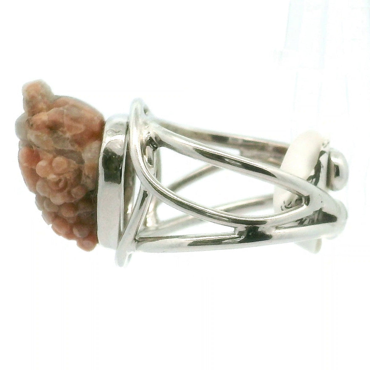 Red Dragon Euphoralite Money Toad Cuff Ring .925 Silver for Health, Protection and Stress Relief