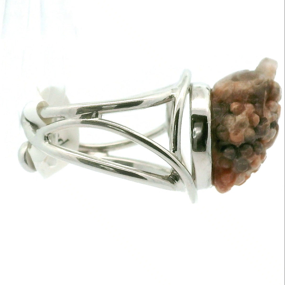 Red Dragon Euphoralite Money Toad Cuff Ring .925 Silver for Health, Protection and Stress Relief