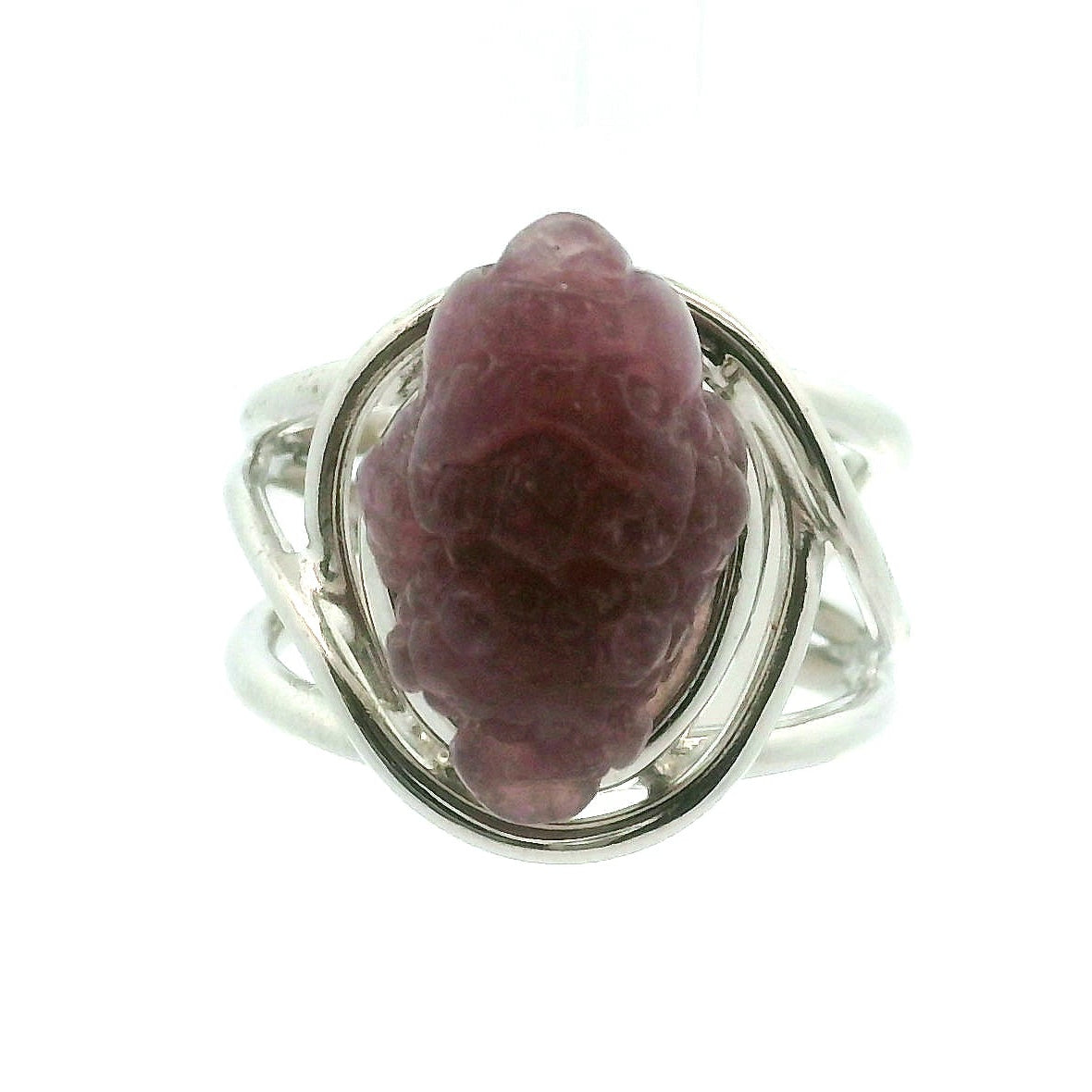 Lavender Sky Euphoralite Money Toad Cuff Ring .925 Silver for Peace, Relaxation and Restful Sleep