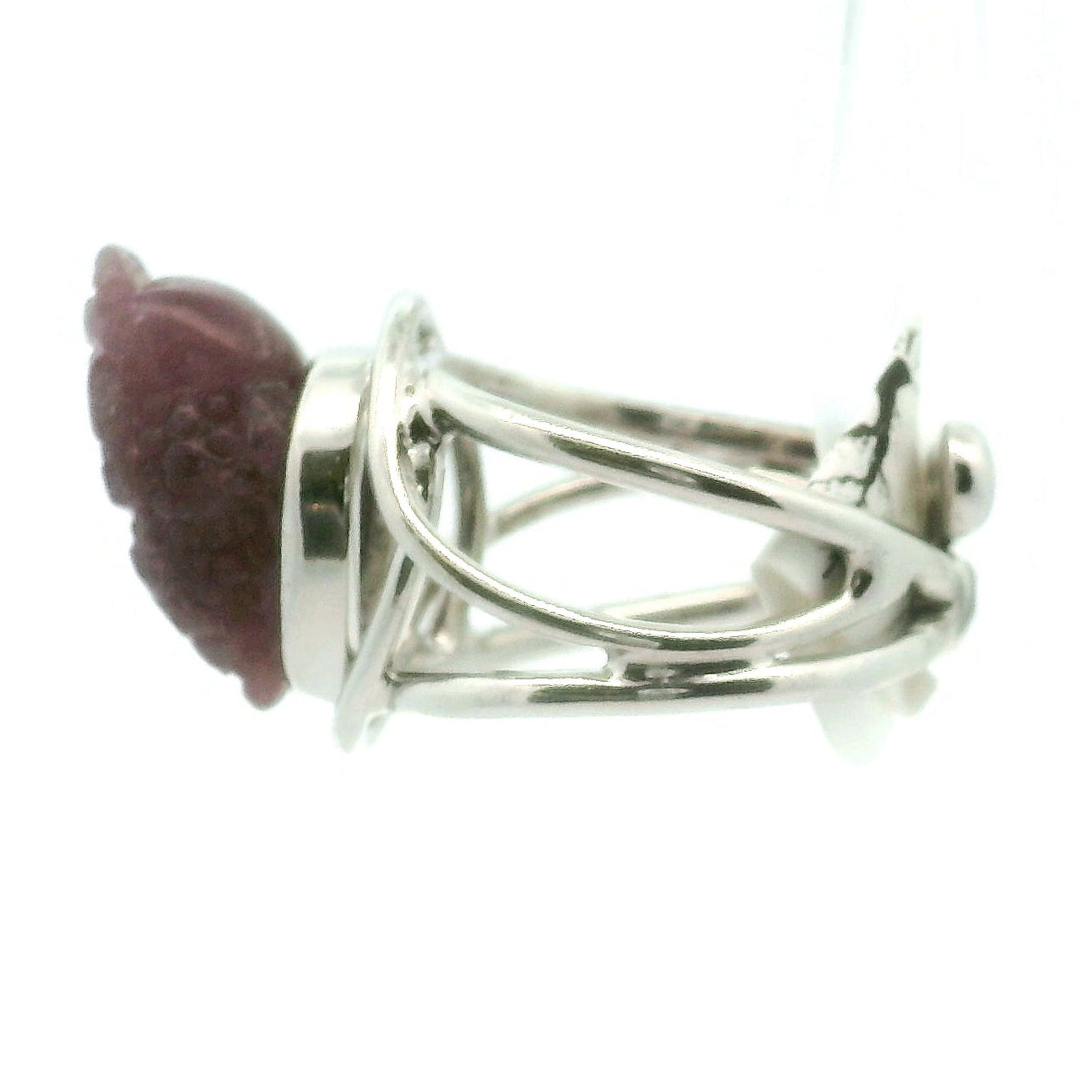 Lavender Sky Euphoralite Money Toad Cuff Ring .925 Silver for Peace, Relaxation and Restful Sleep