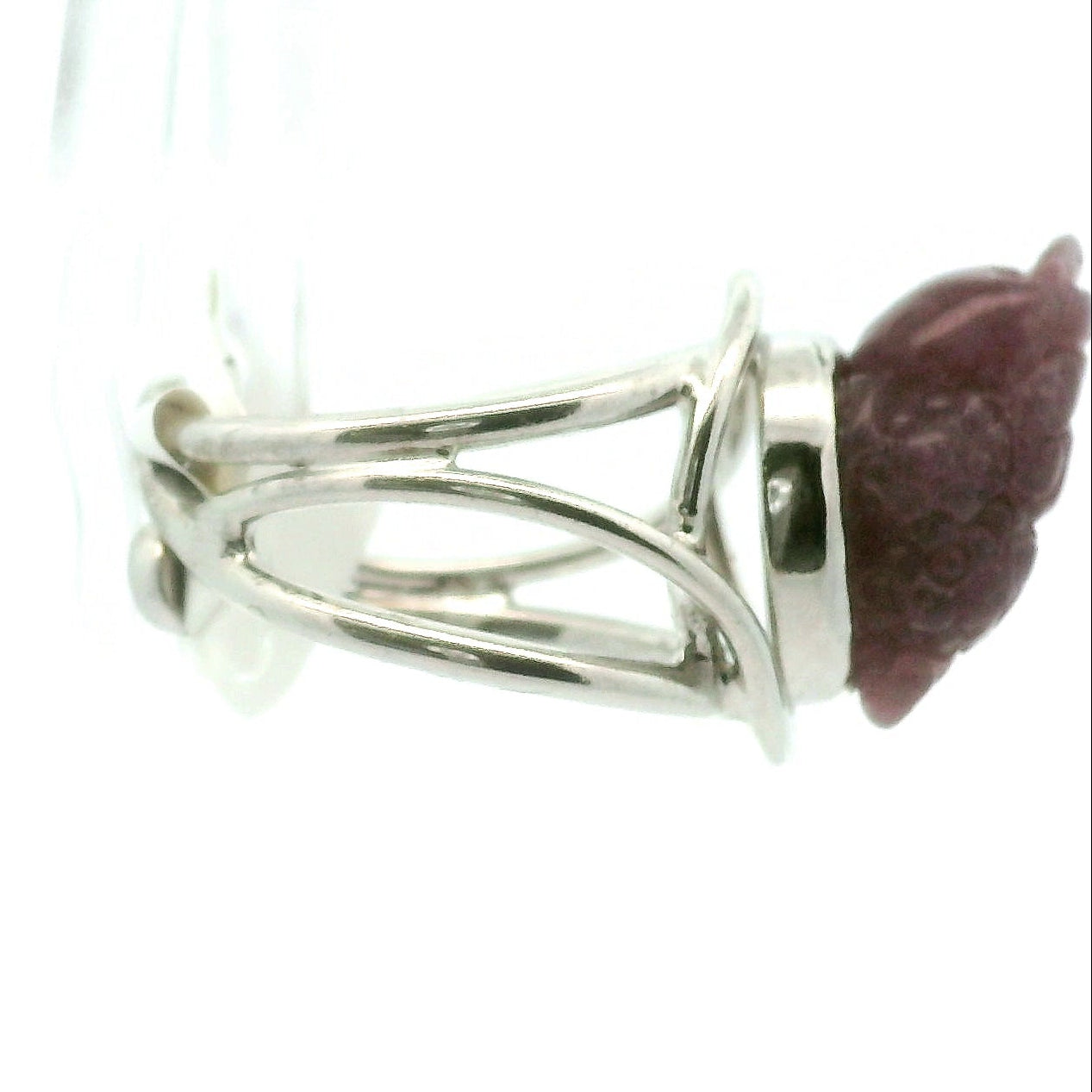 Lavender Sky Euphoralite Money Toad Cuff Ring .925 Silver for Peace, Relaxation and Restful Sleep