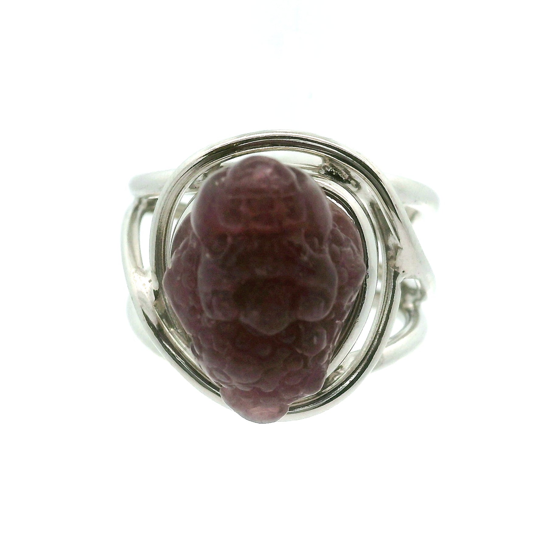 Lavender Sky Euphoralite Money Toad Cuff Ring .925 Silver for Peace, Relaxation and Restful Sleep