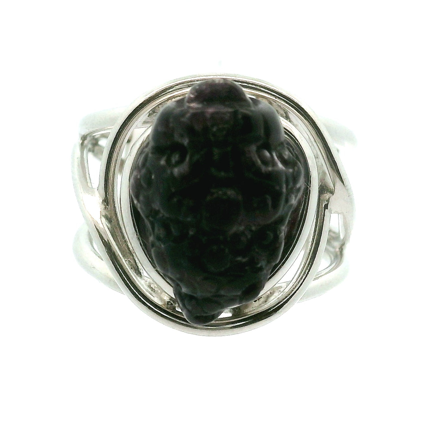 Storm Euphoralite Money Toad Cuff Ring .925 Silver for Stress Relief and Weathering any Storm