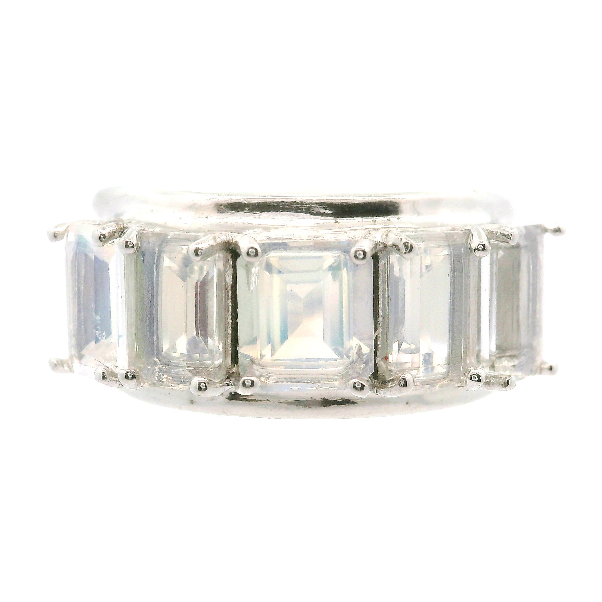 Multi Stone Emerald Cut Stacker Cuff Ring .925 Silver for Healing, Intention Setting and Manifesting your Desires