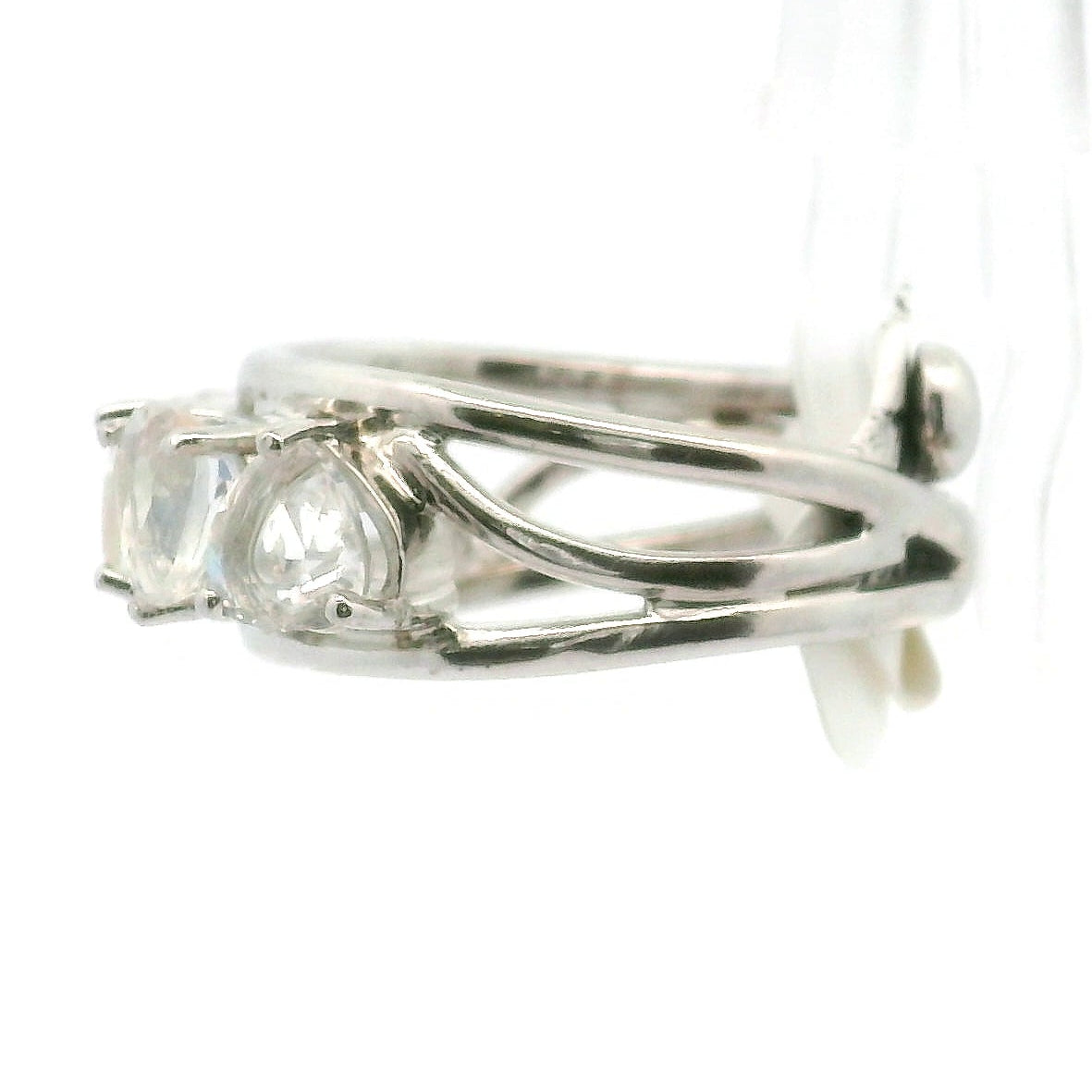 Malagasy Moonstone Hearts Stacker Cuff Ring .925 Sterling Silver for Inner Peace and Spiritual Transformation