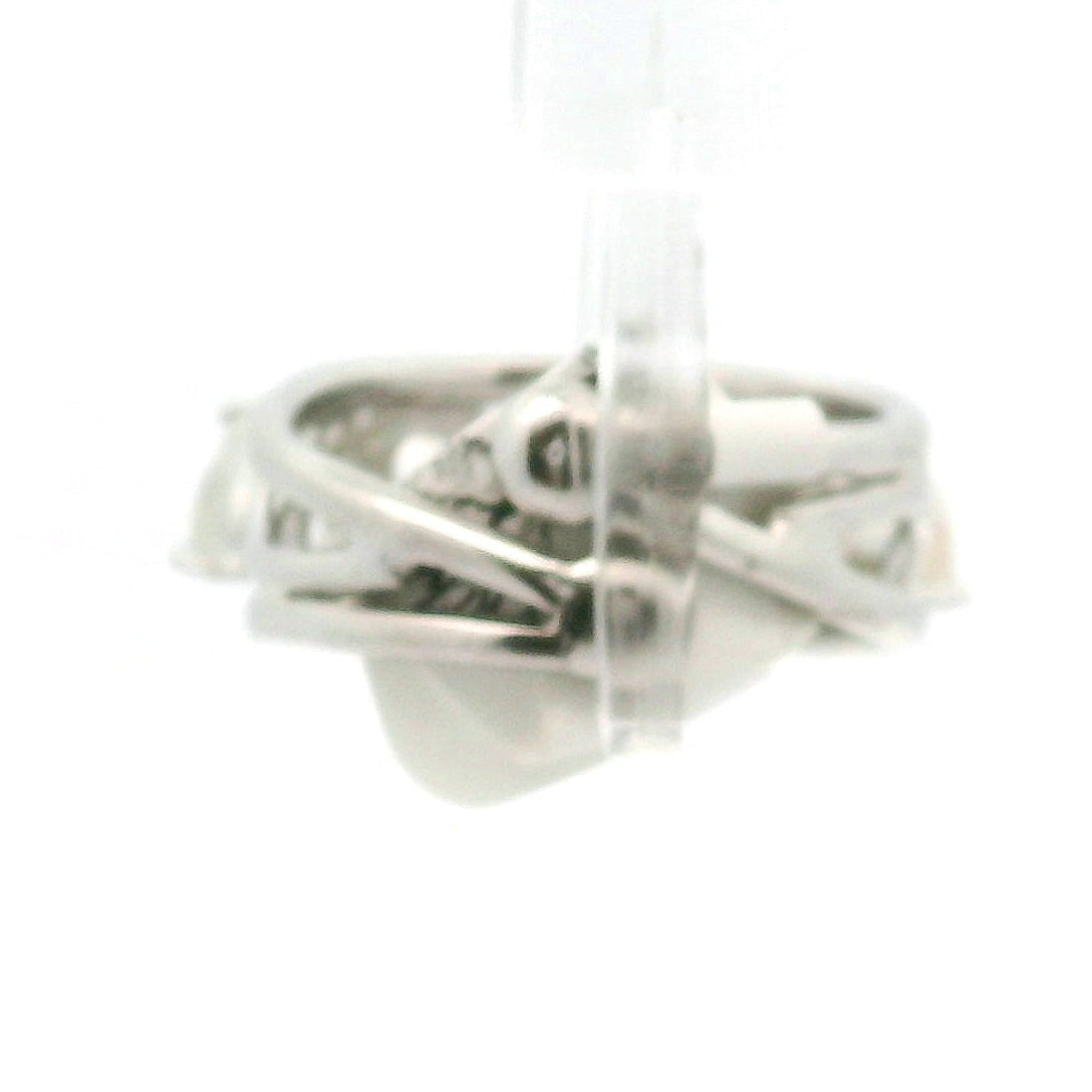 Malagasy Moonstone Hearts Stacker Cuff Ring .925 Sterling Silver for Inner Peace and Spiritual Transformation