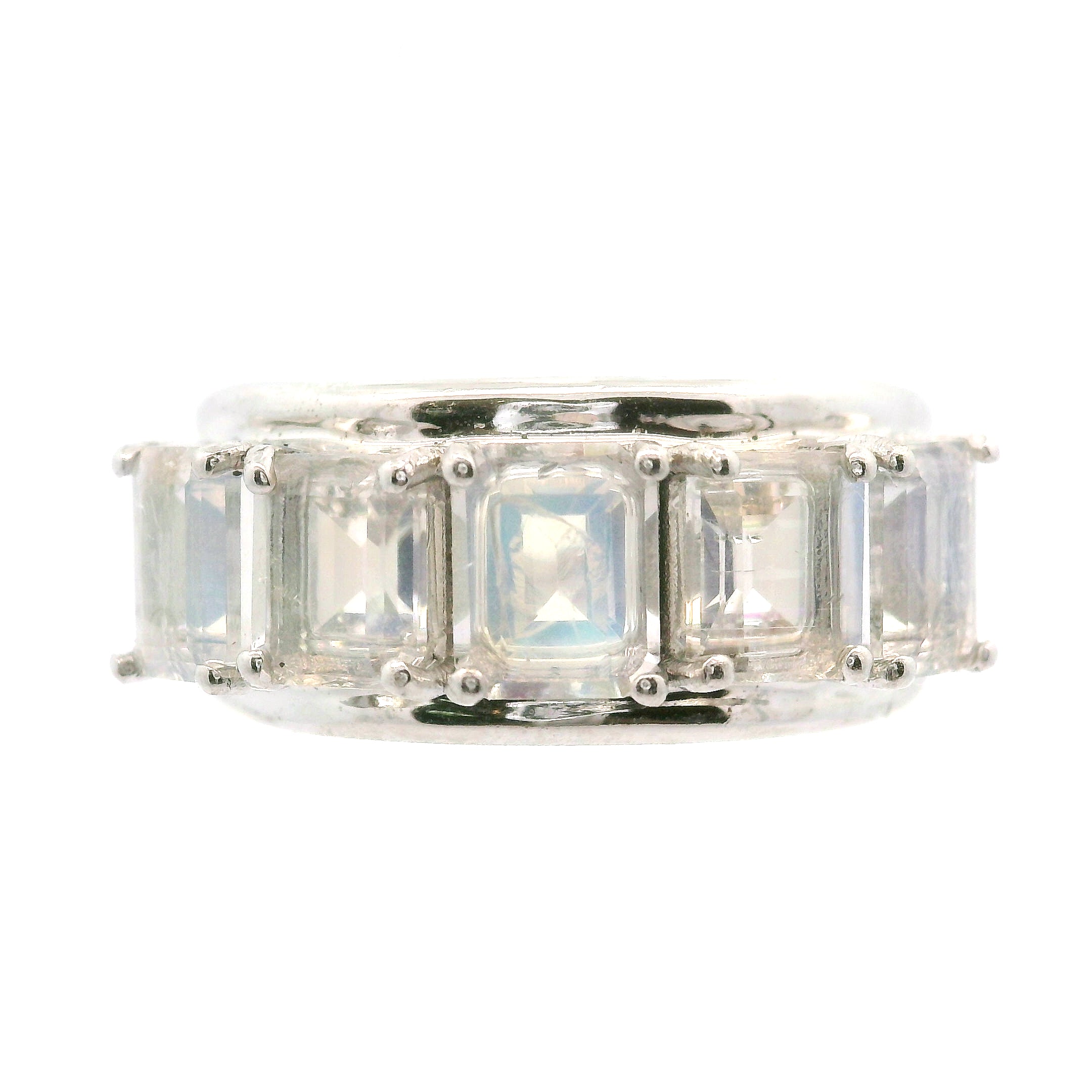 Multi Stone Emerald Cut Stacker Cuff Ring .925 Silver for Healing, Intention Setting and Manifesting your Desires