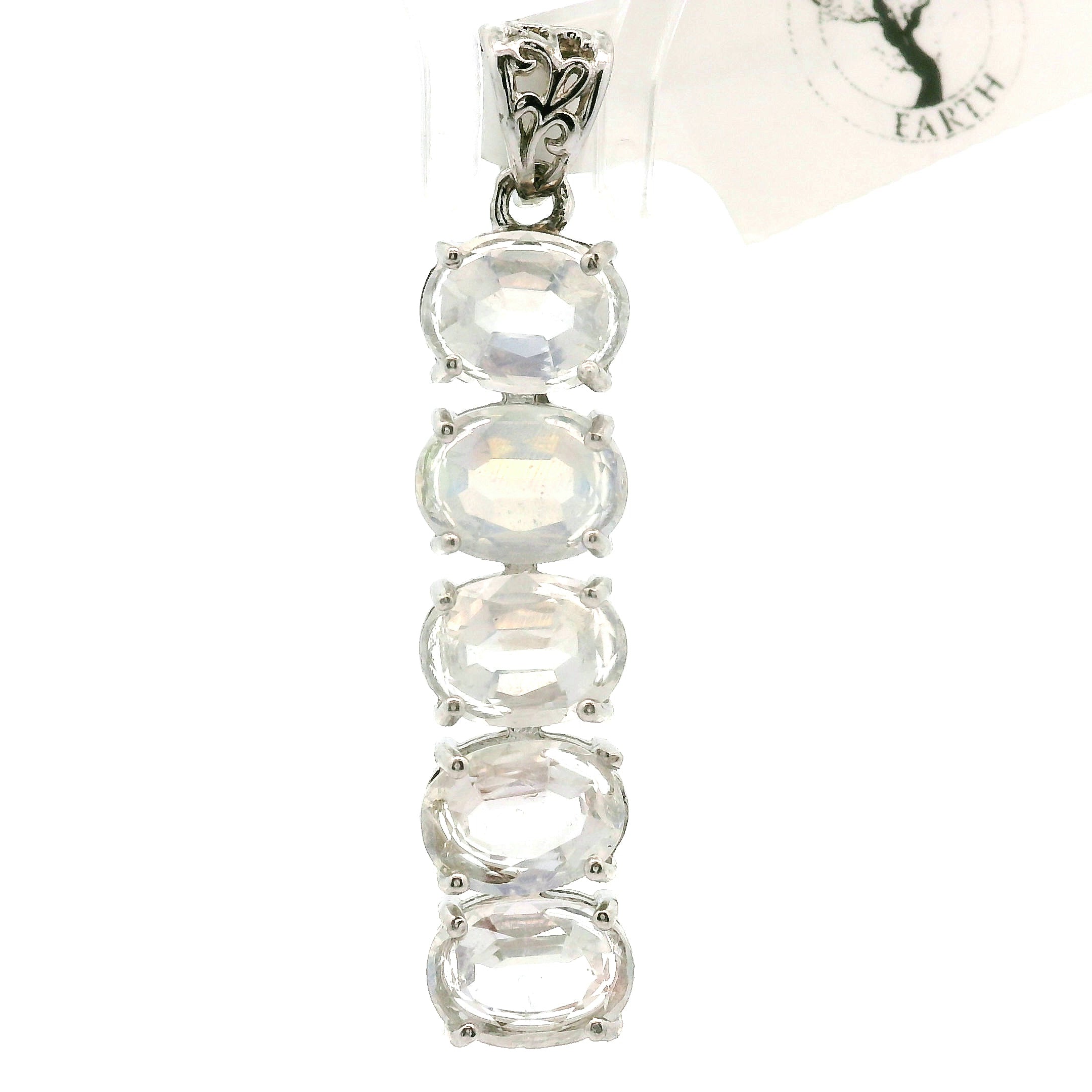 Malagasy Moonstone Multi-stone Oval Stacker Pendant .925 Silver for Healing, Intention Setting and Manifesting your Desires