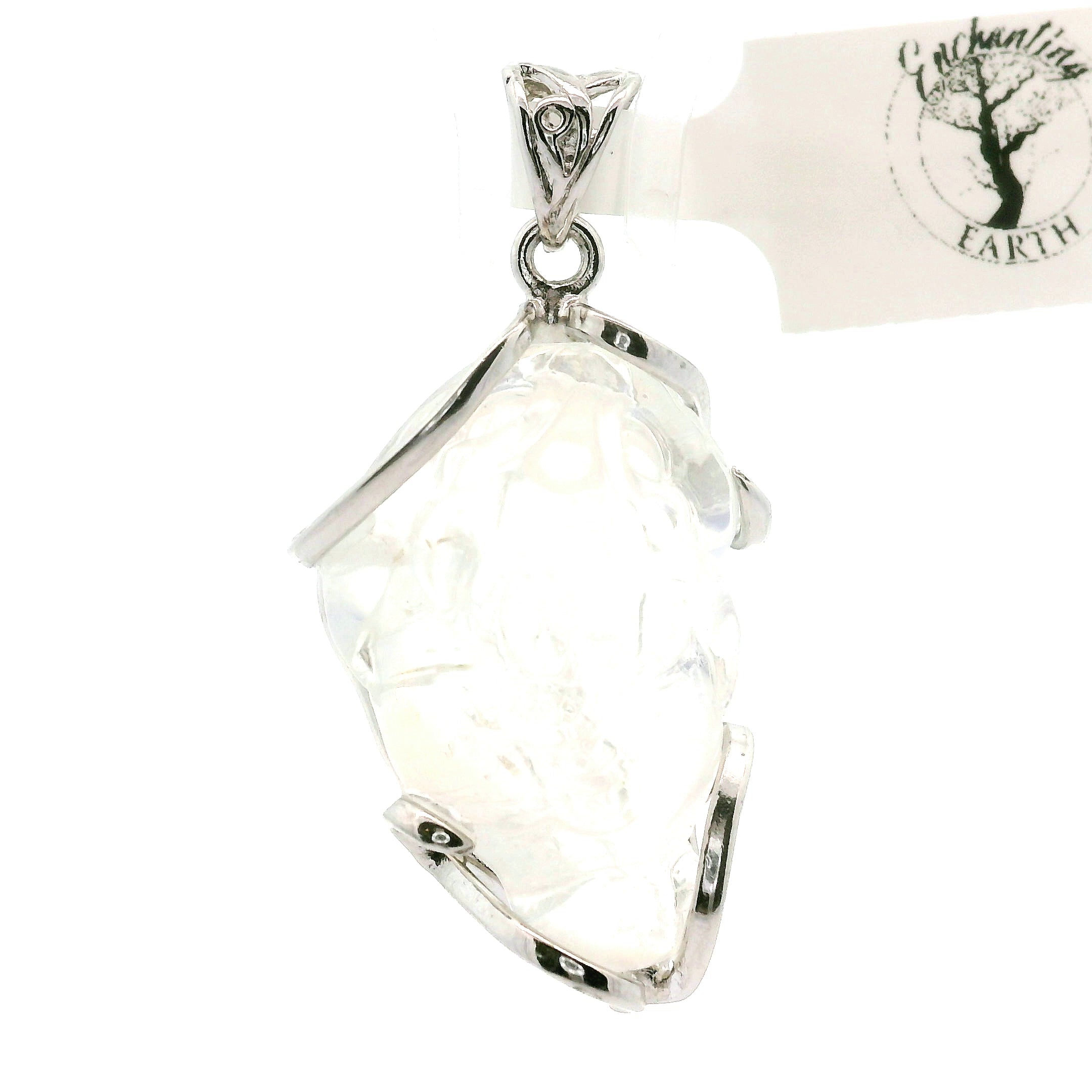 Malagasy Moonstone Money Toad Pendant .925 Sterling Silver for Spiritual Transformation and Inner Peace