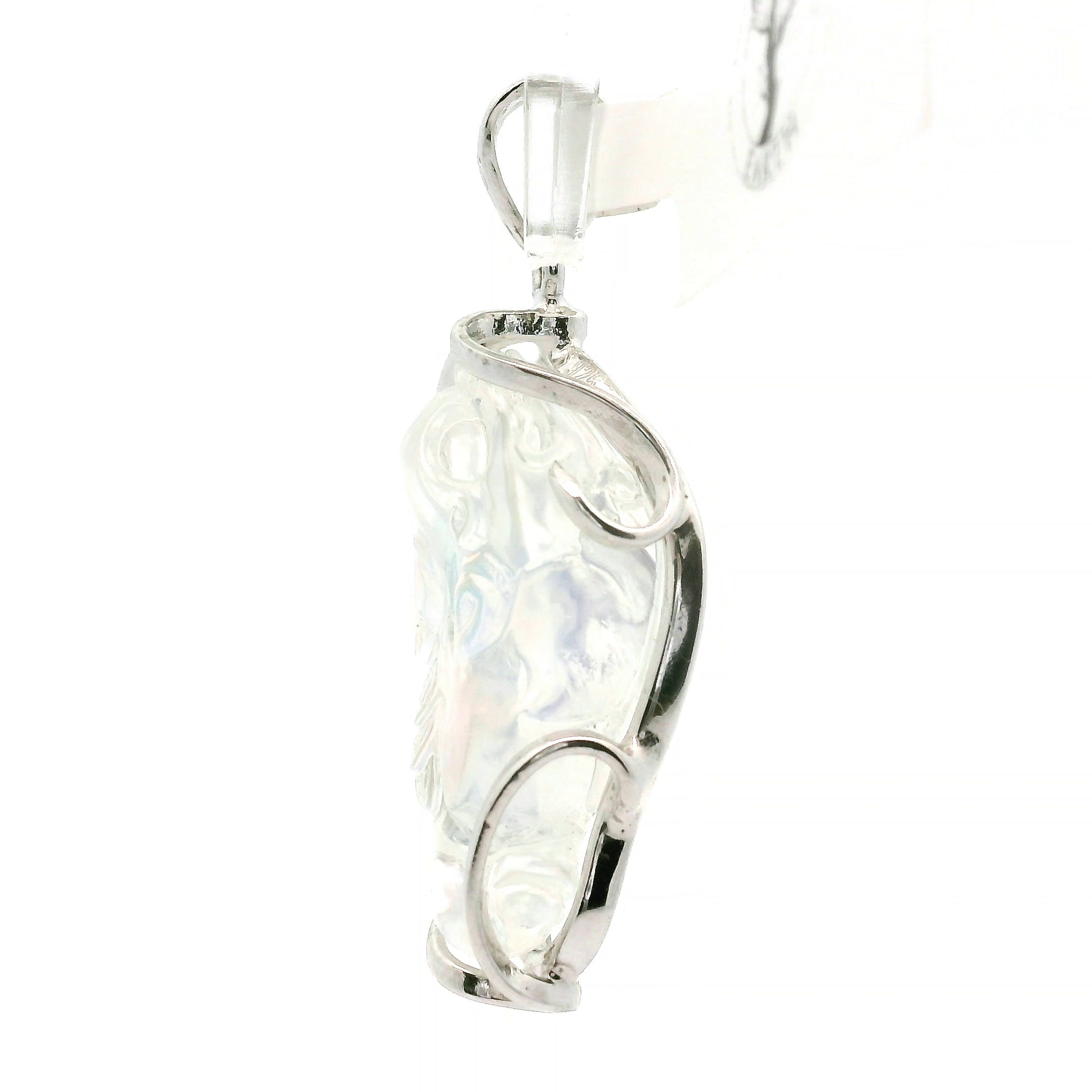 Malagasy Moonstone Money Toad Pendant .925 Sterling Silver for Spiritual Transformation and Inner Peace