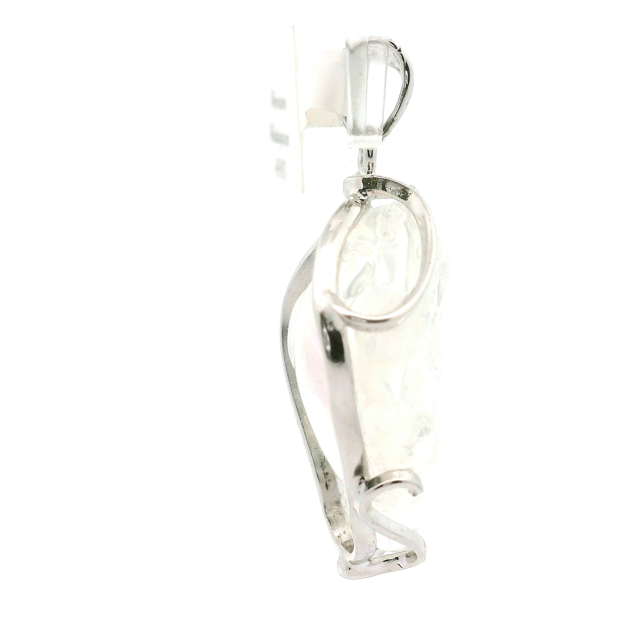 Malagasy Moonstone Money Toad Pendant .925 Sterling Silver for Spiritual Transformation and Inner Peace