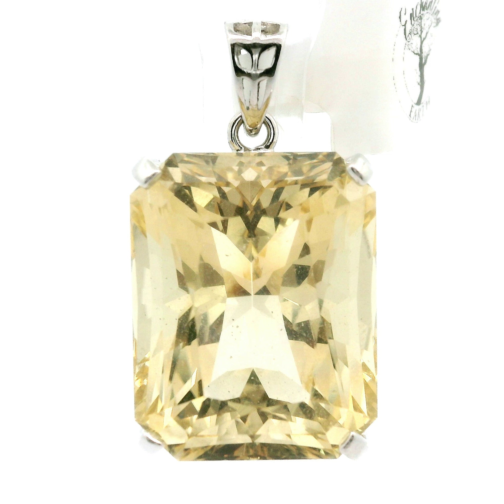 Citrine XL Pendant .925 Silver for Abundance, Intuition, Luck and Protection