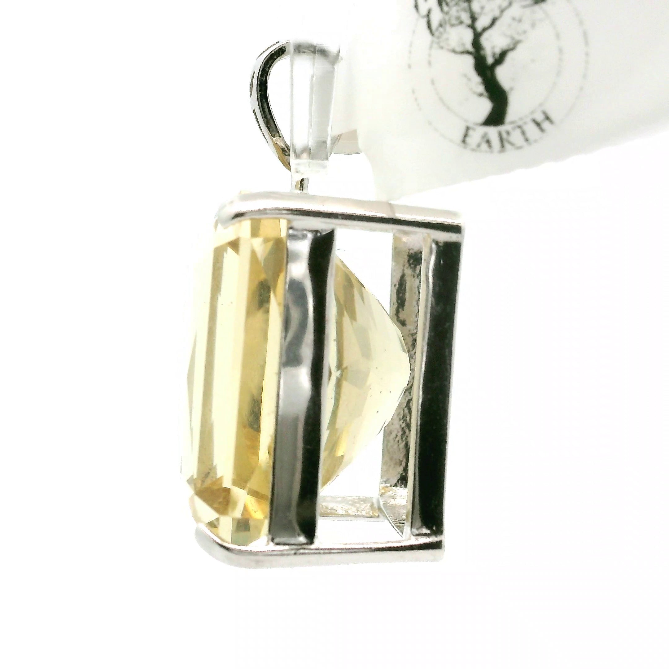Citrine XL Pendant .925 Silver for Abundance, Intuition, Luck and Protection