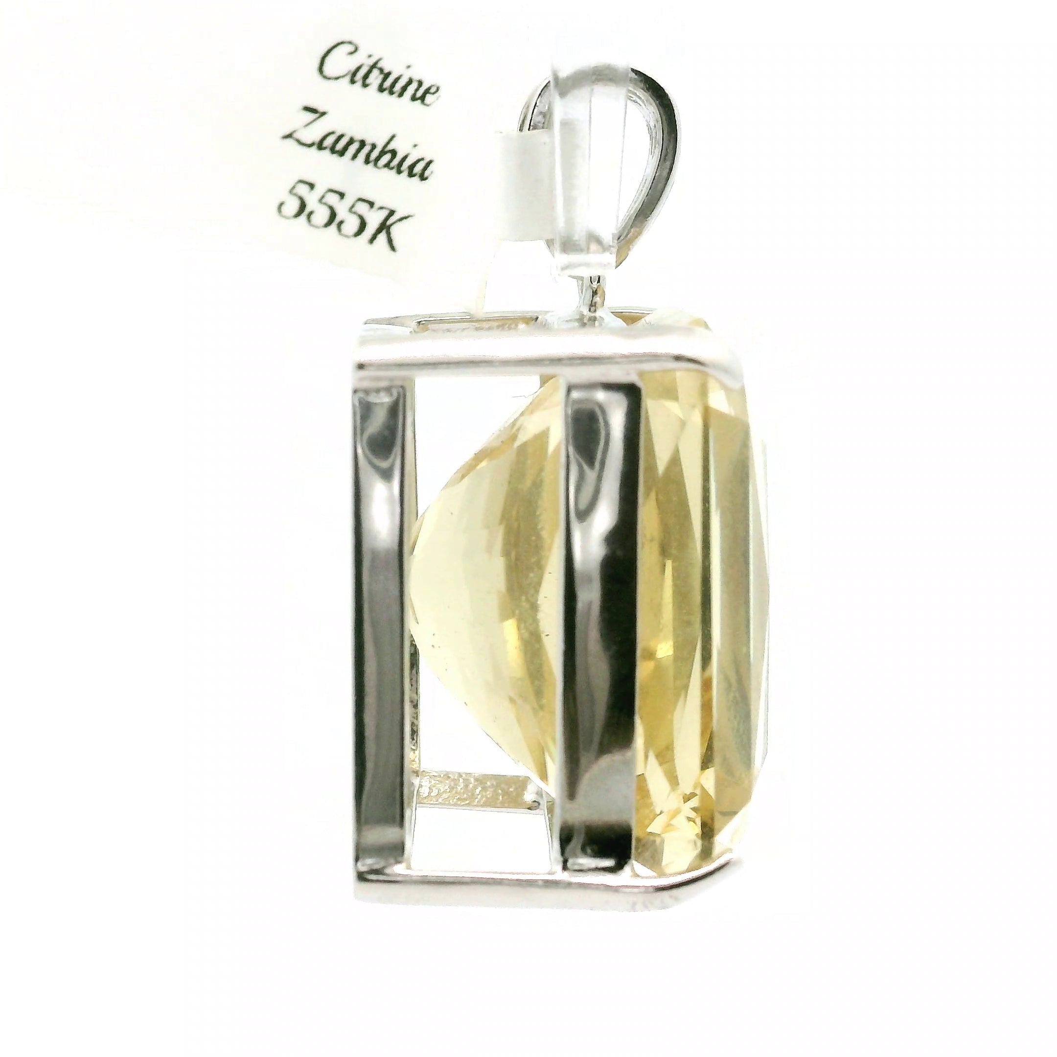 Citrine XL Pendant .925 Silver for Abundance, Intuition, Luck and Protection