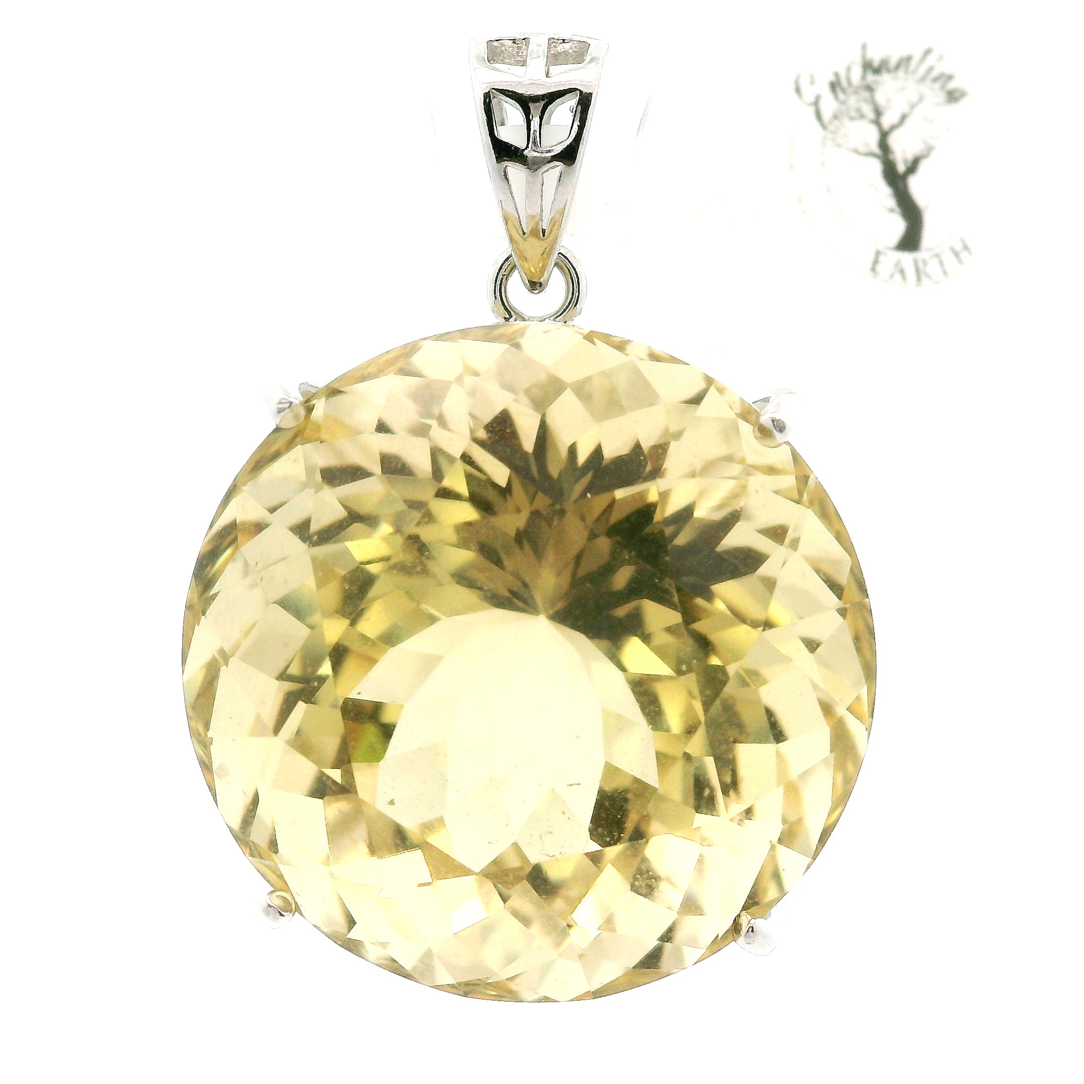 Citrine XL Pendant .925 Silver for Abundance, Intuition, Luck and Protection