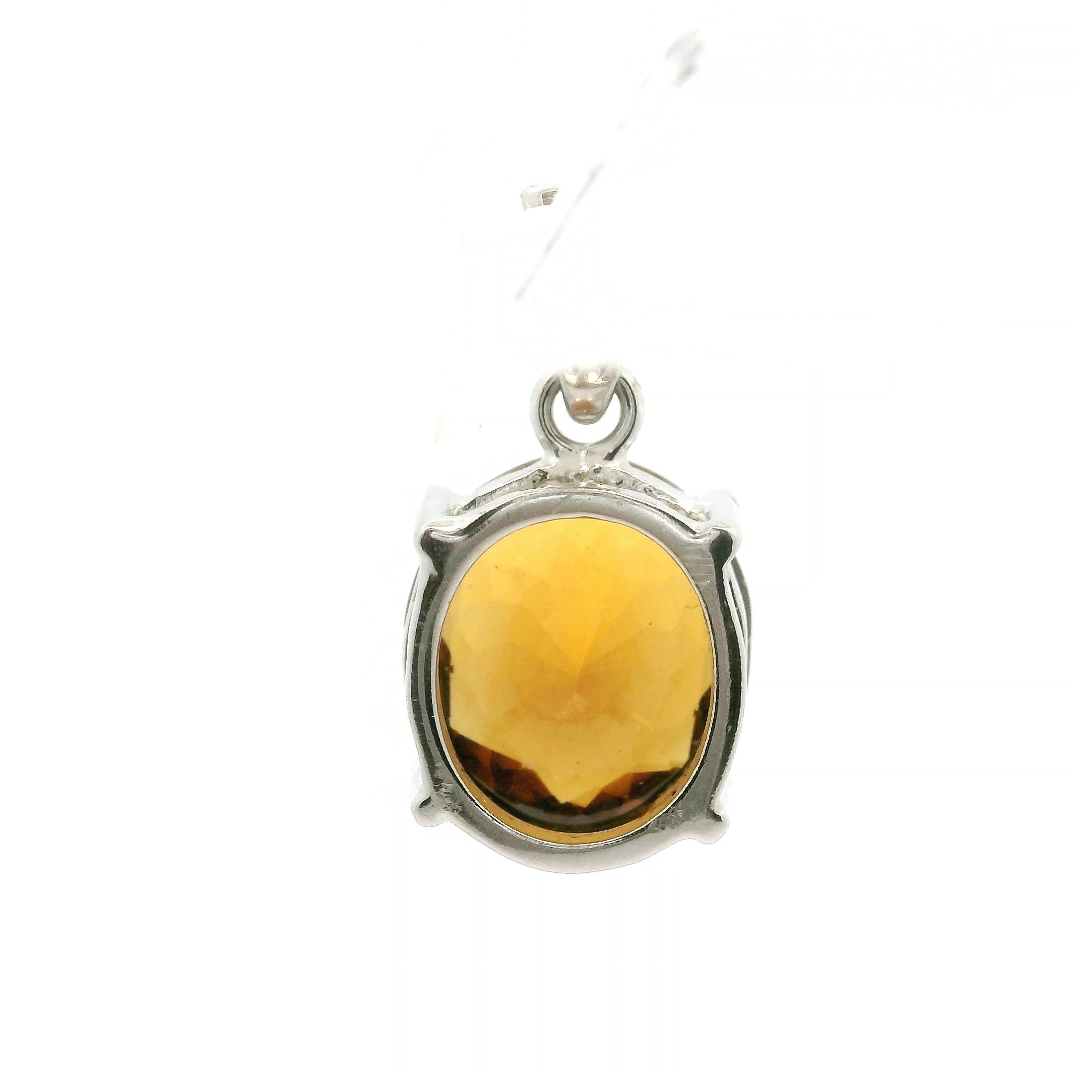 Zambian Citrine Radiant Cut Pendant .925 Silver for Abundance, Intuition, Luck and Protection