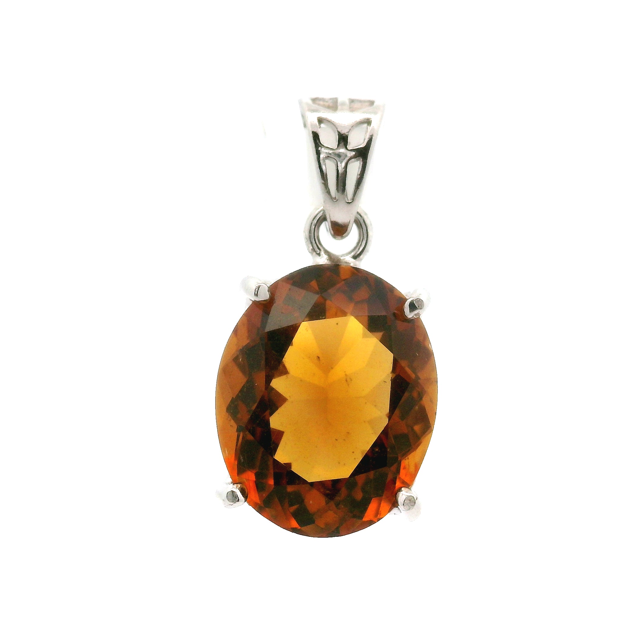 Zambian Citrine Radiant Cut Pendant .925 Silver for Abundance, Intuition, Luck and Protection