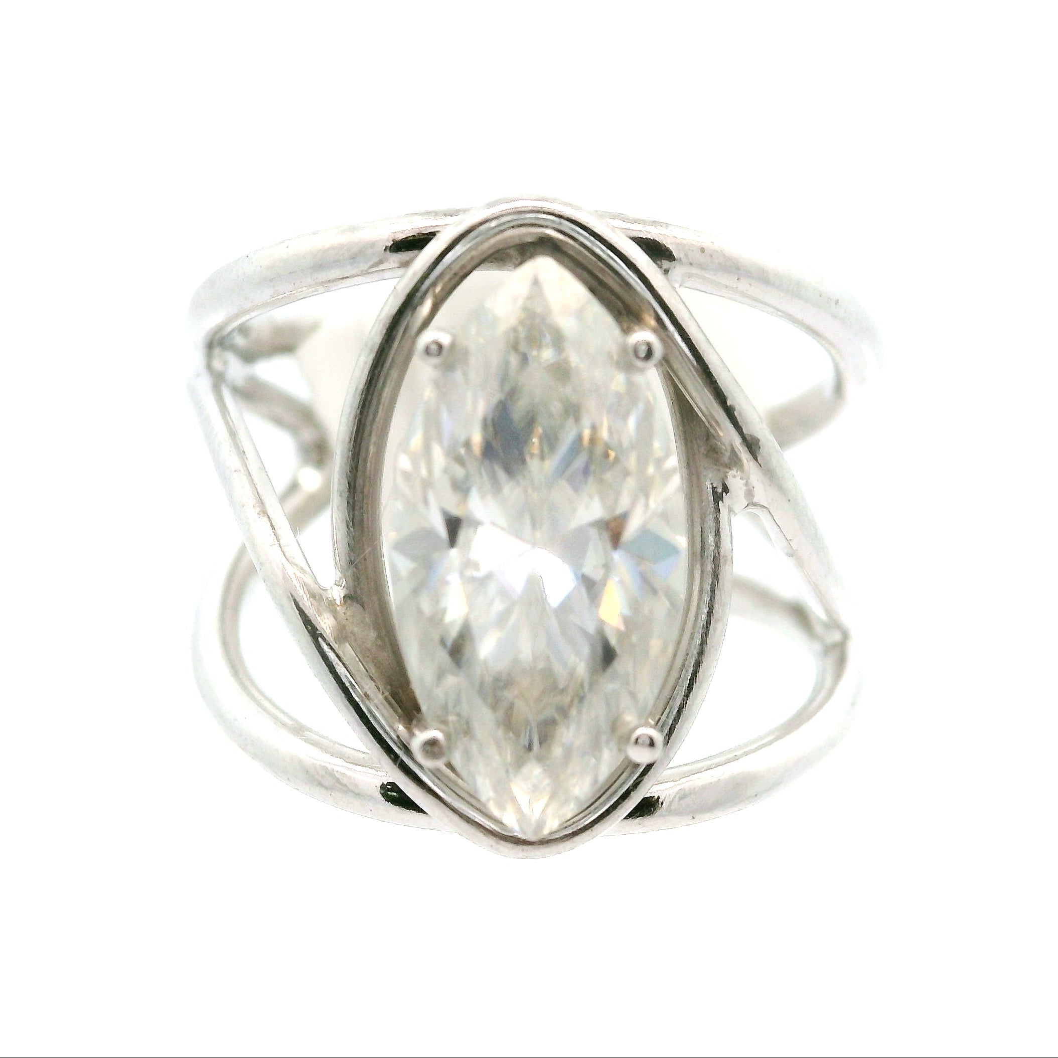 Moissanite Cuff Ring .925 Silver for Spiritual Evolution and Awakening