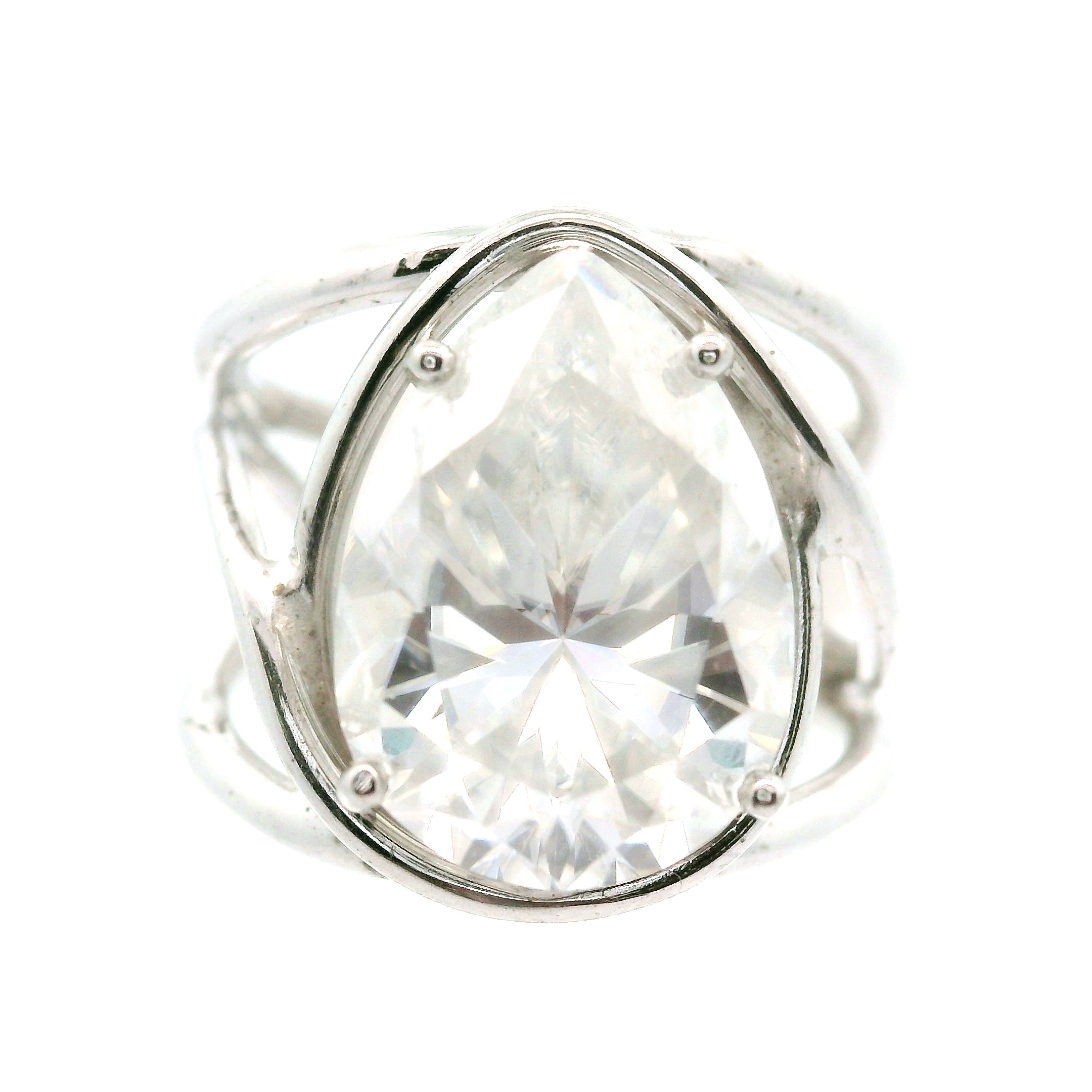 Moissanite Cuff Ring .925 Silver for Spiritual Evolution and Awakening