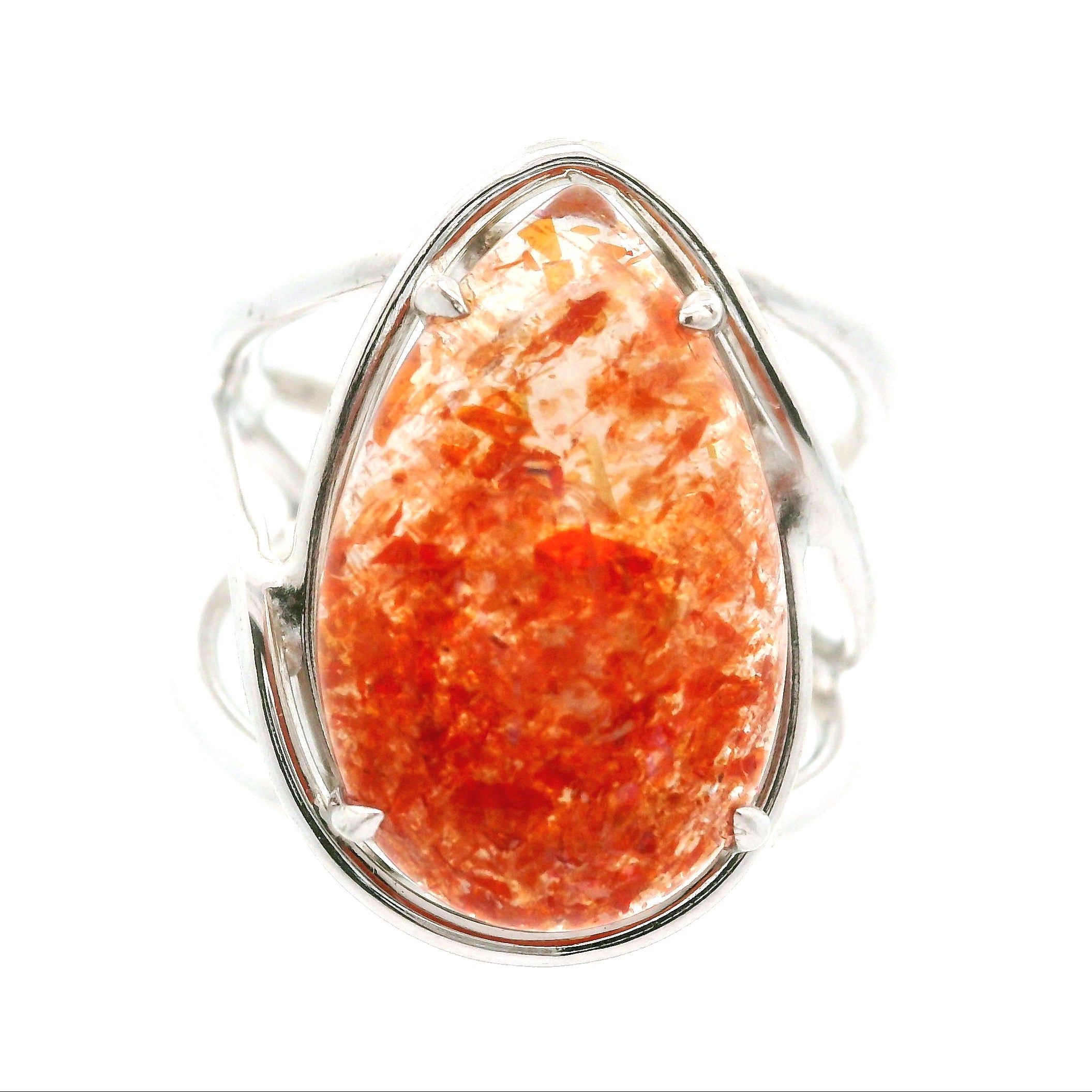 Sunstone Cuff Ring .925 Silver for Confidence, Joy and Vitality