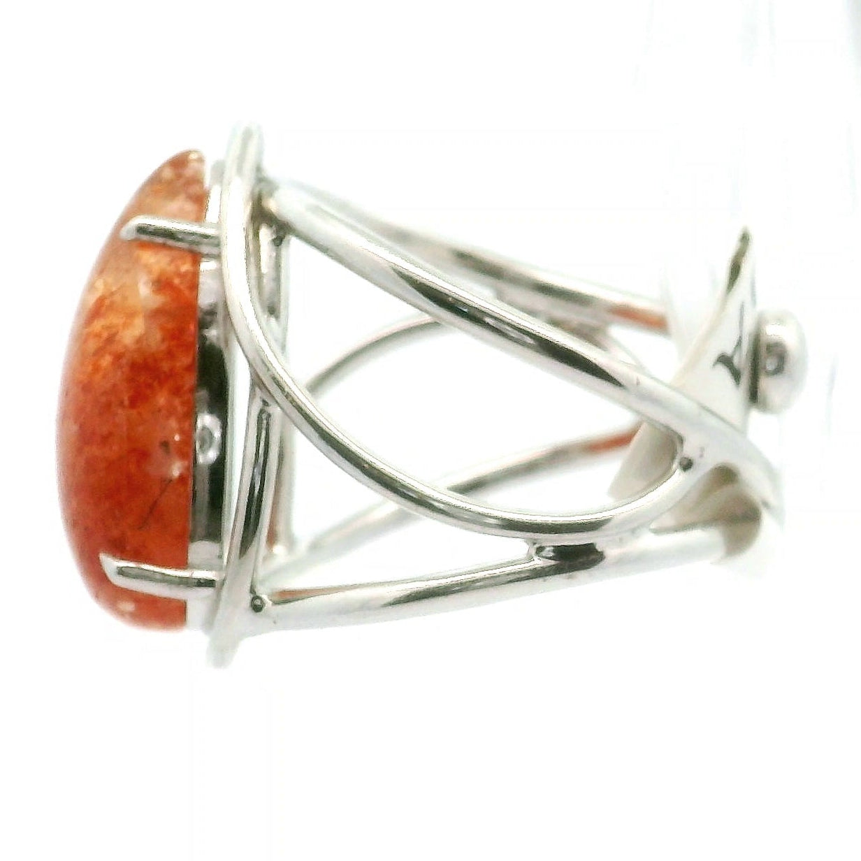 Sunstone Cuff Ring .925 Silver for Confidence, Joy and Vitality