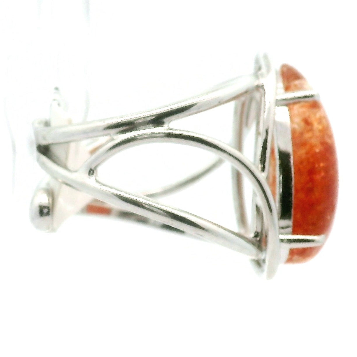 Sunstone Cuff Ring .925 Silver for Confidence, Joy and Vitality