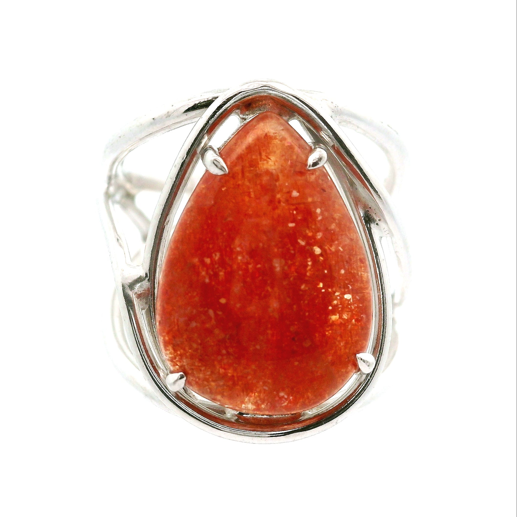 Sunstone Cuff Ring .925 Silver for Confidence, Joy and Vitality
