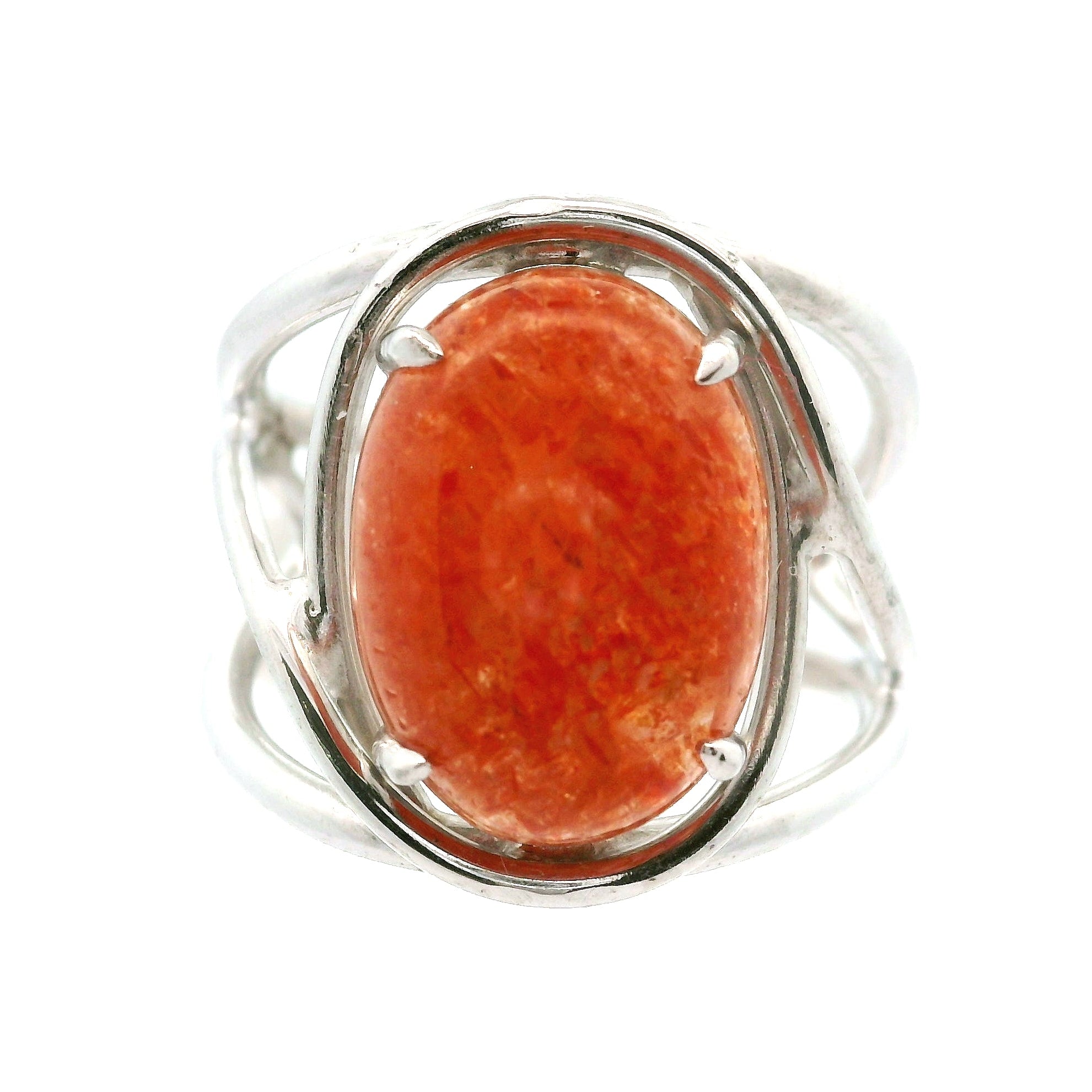 Sunstone Cuff Ring .925 Silver for Confidence, Joy and Vitality