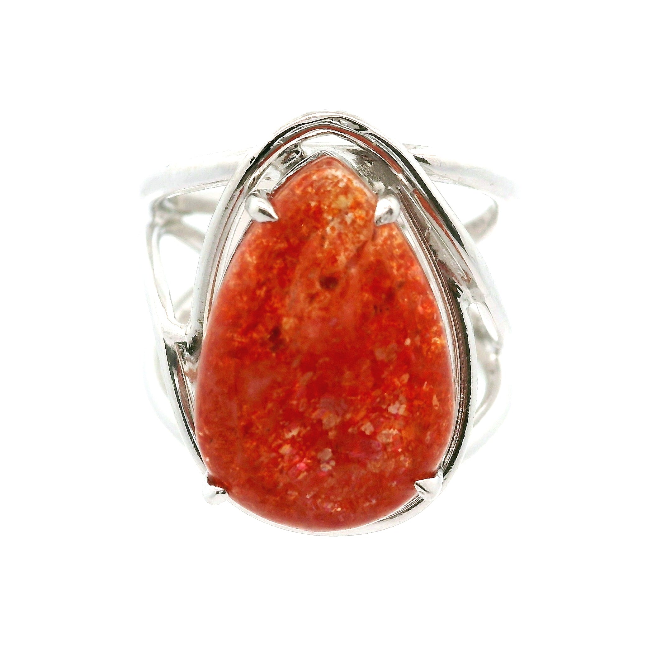 Sunstone Cuff Ring .925 Silver for Confidence, Joy and Vitality
