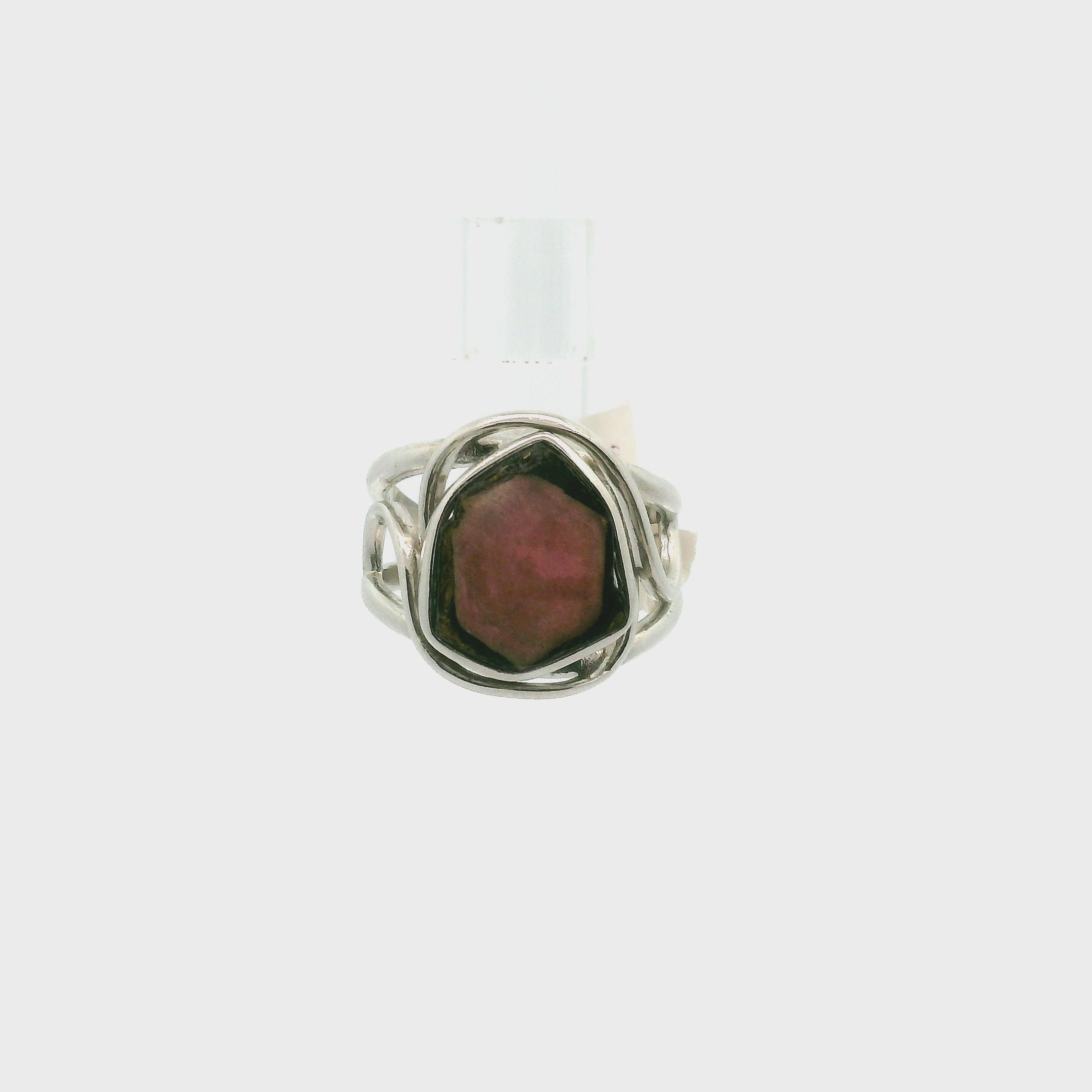Halloween Tourmaline Cuff Ring Adjustable Ring .925 Silver for Communication and Meditation