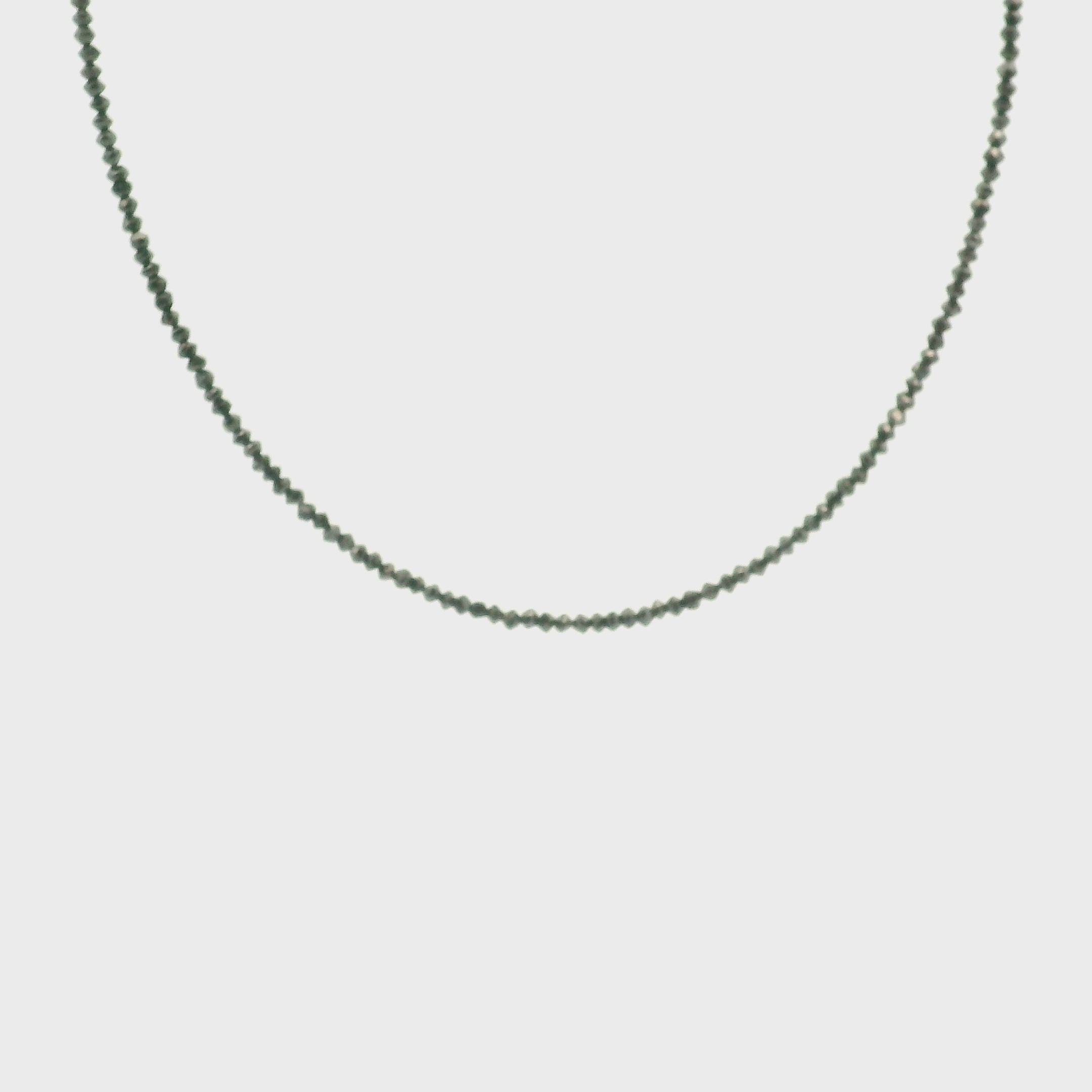 Black Diamond Necklace 14K White Gold for Prosperity and Personal Power