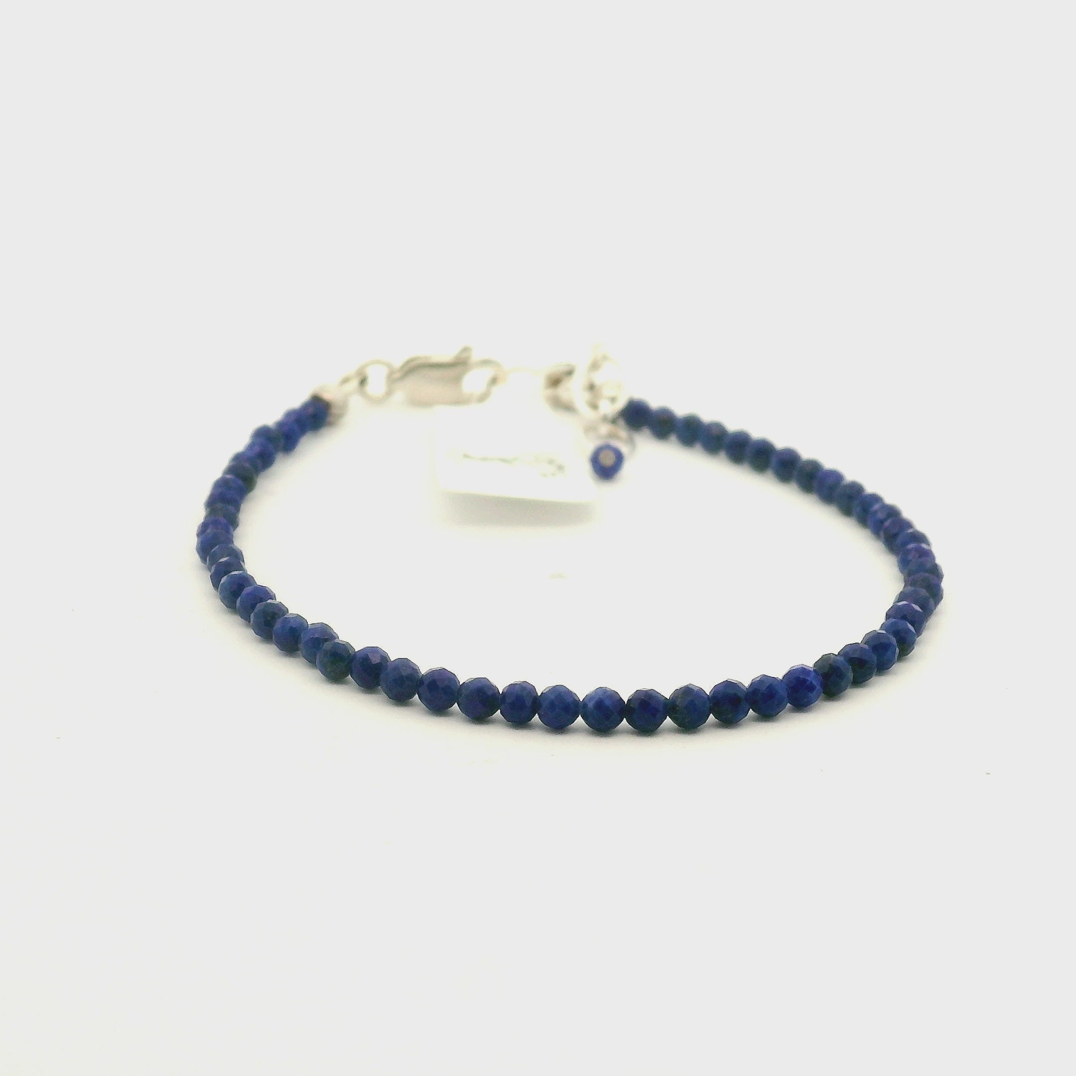 Lapis Lazuli Faceted Bracelet 925 Silver for Harmony and Self-Awareness