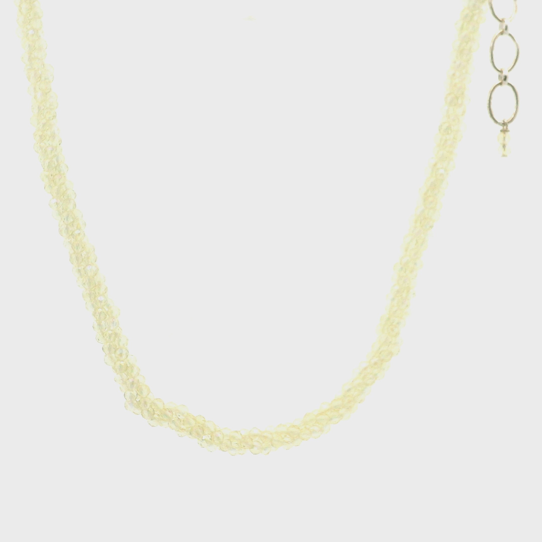 Aura Quartz Braided Micro Faceted Necklace 925 Silver for Connection with Angels and Spirit Guides