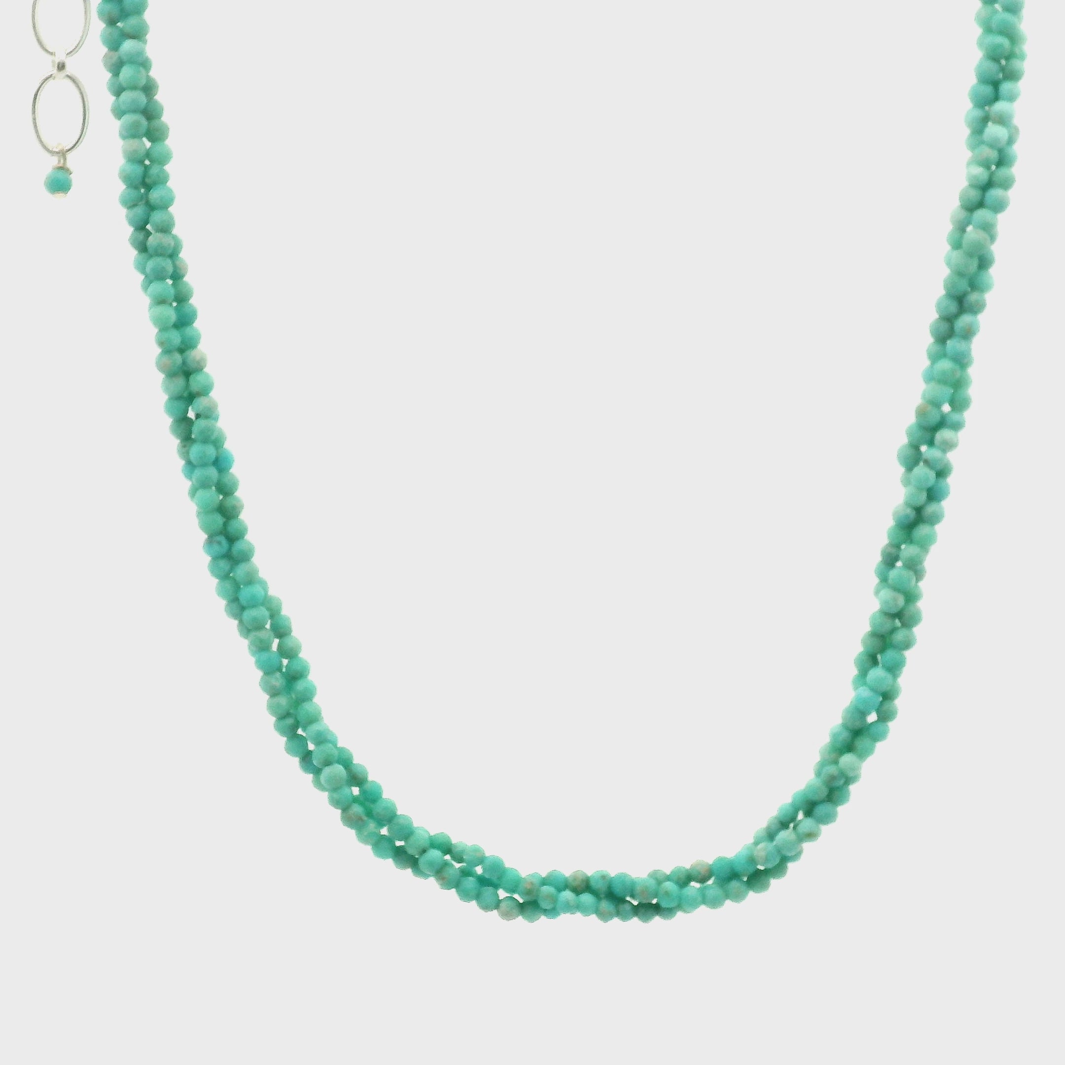 Turquoise Braided Micro Faceted Necklace 925 Silver for Expression and Good Luck