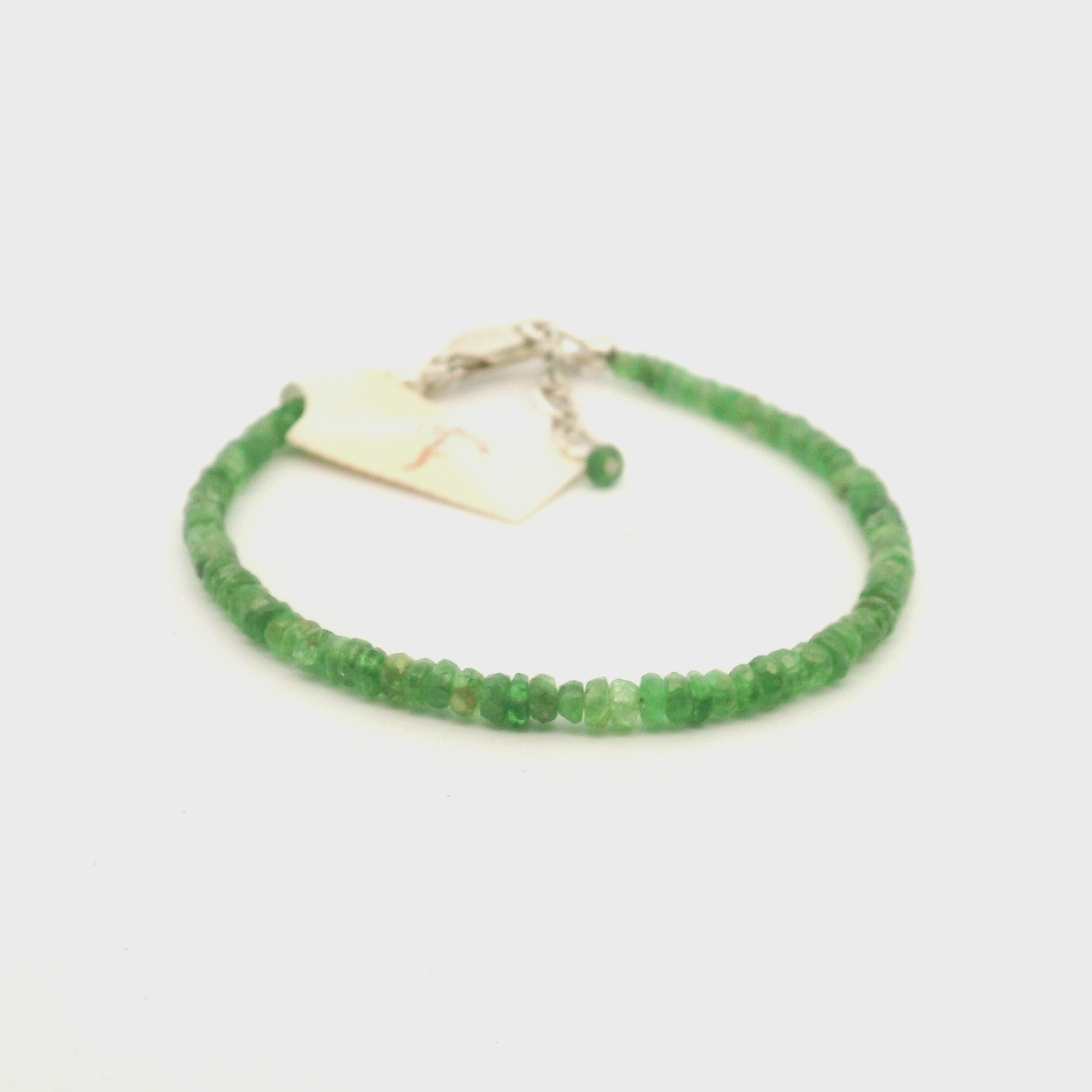 Tsavorite Garnet Micro Faceted Bracelet 925 Silver for Compassion and Loyalty